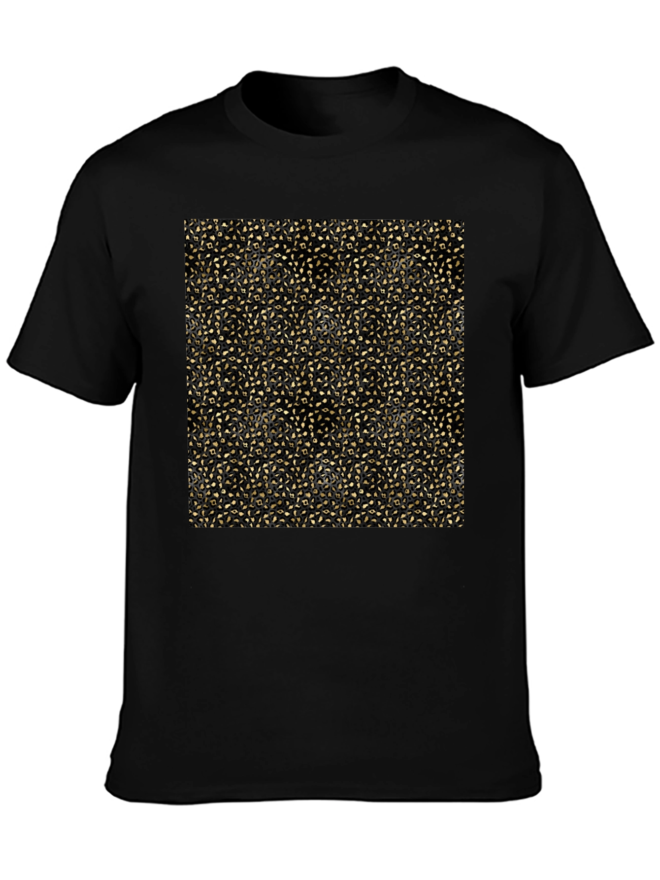Elegant Gold Pattern Black T-Shirt
