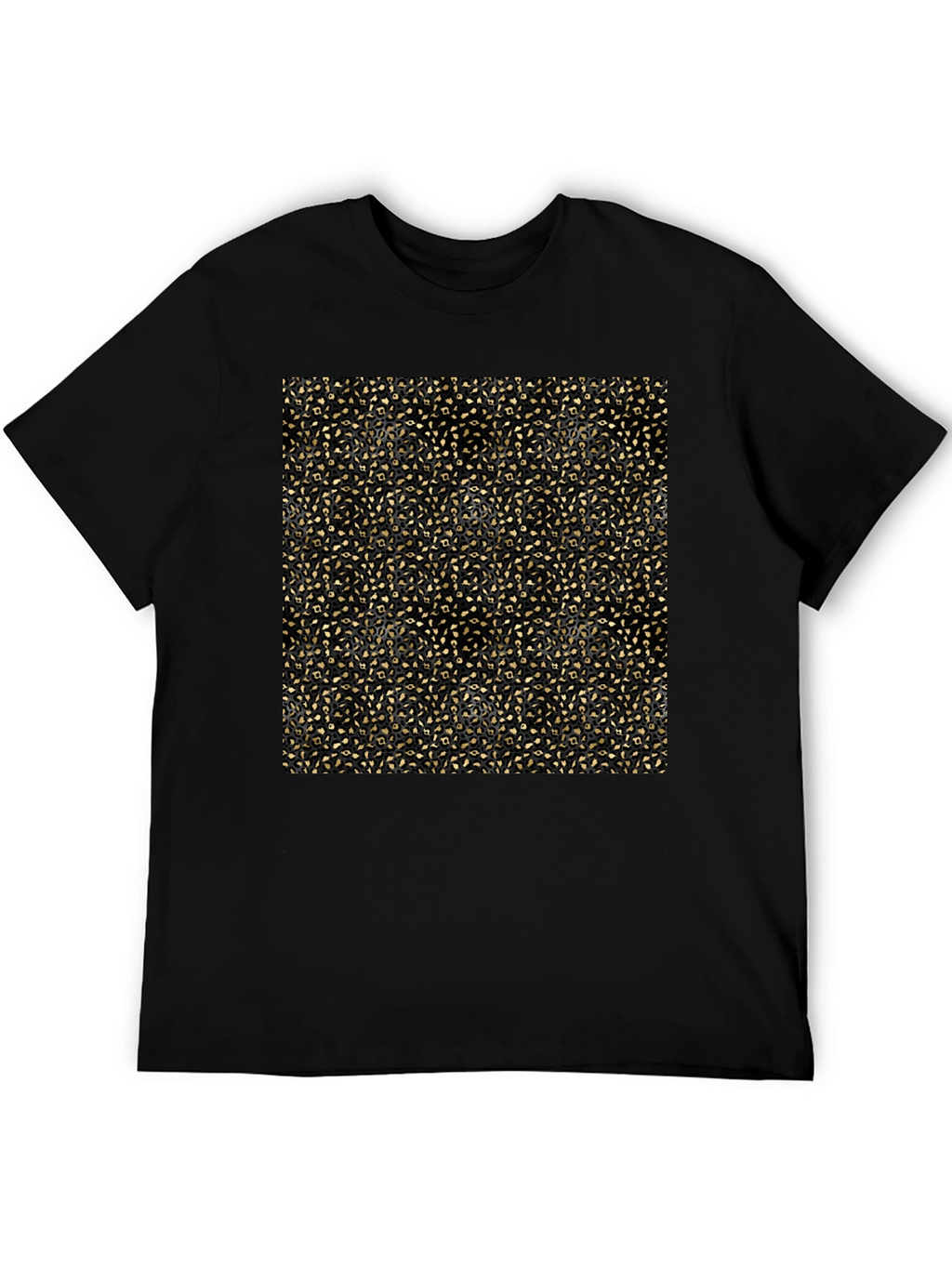 Elegant Gold Pattern Black T-Shirt