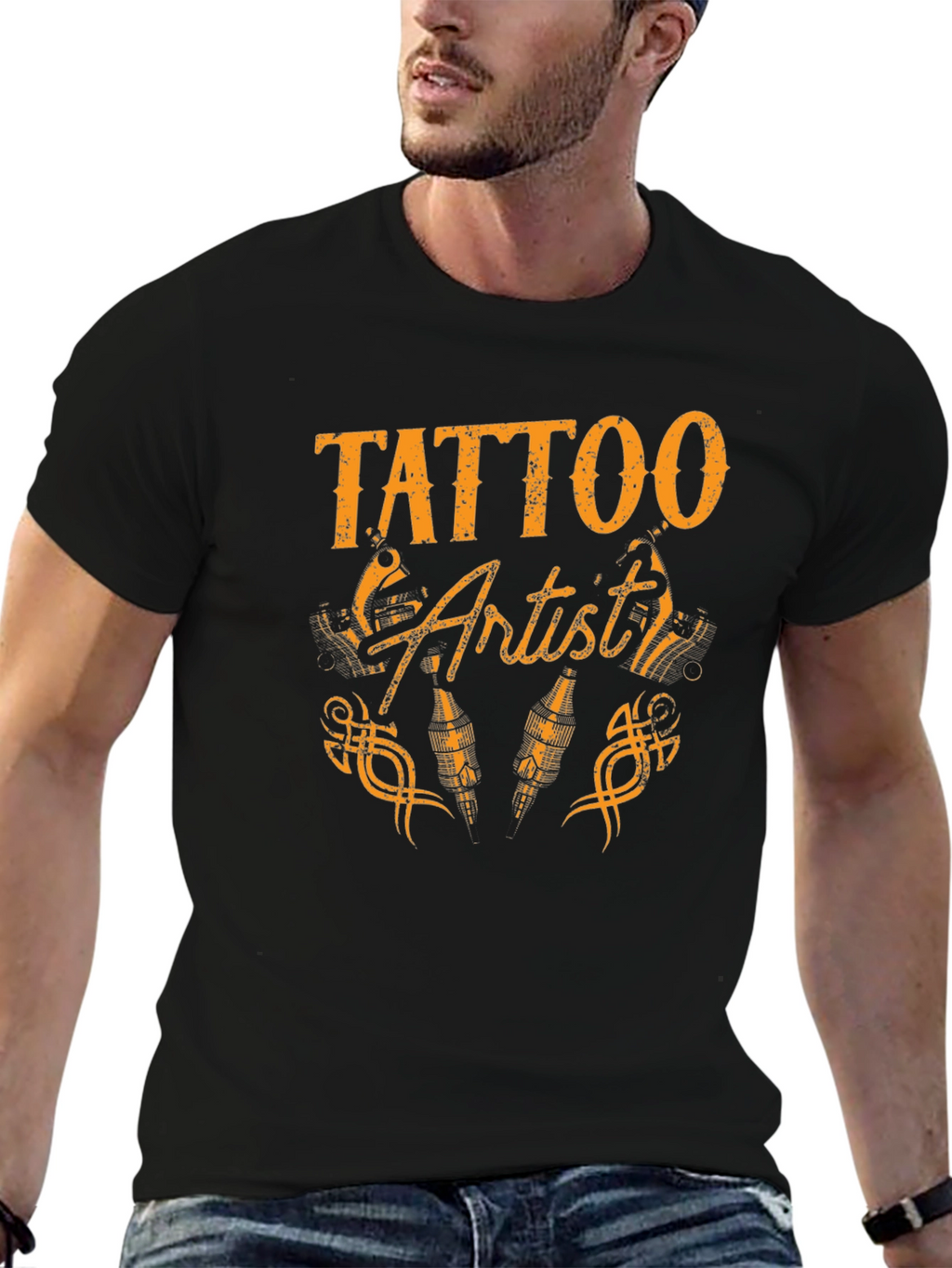 Tattoo Artist Graphic Tee - Black Cotton T-Shirt