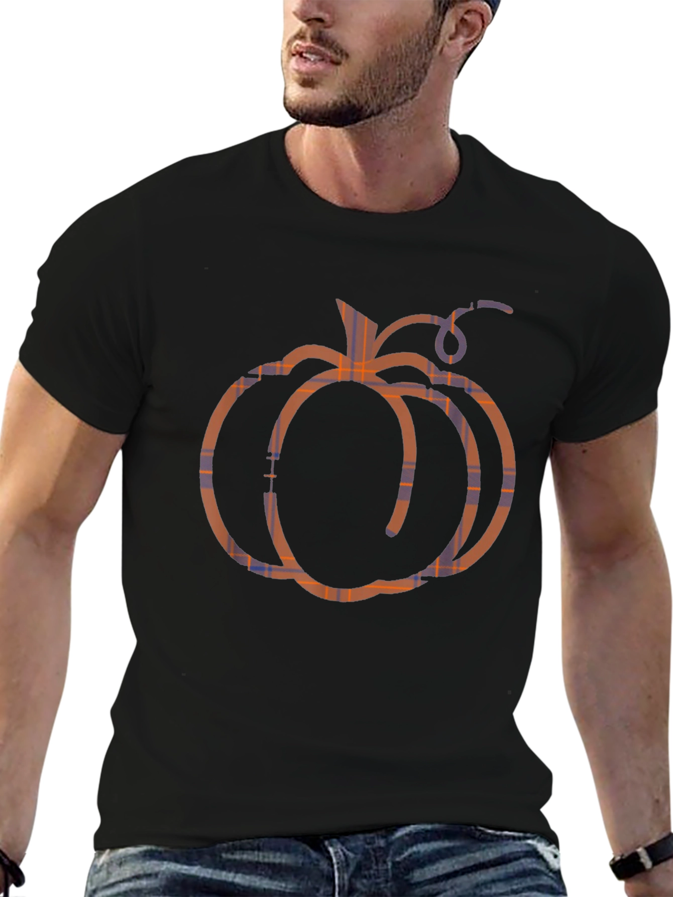Pumpkin Plaid T-Shirt - Fall Season Apparel
