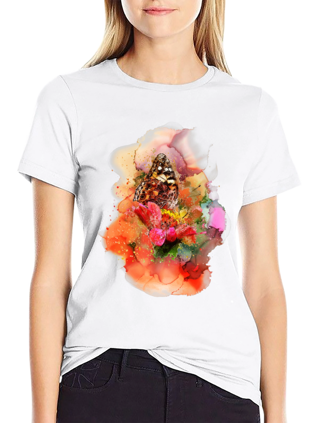 Butterfly Floral Art Graphic Tee