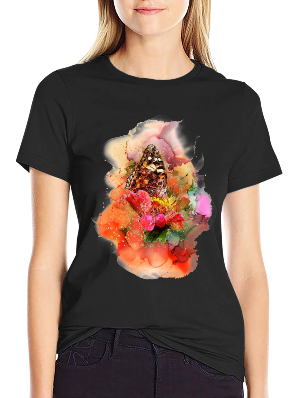 Butterfly Floral Art Graphic Tee