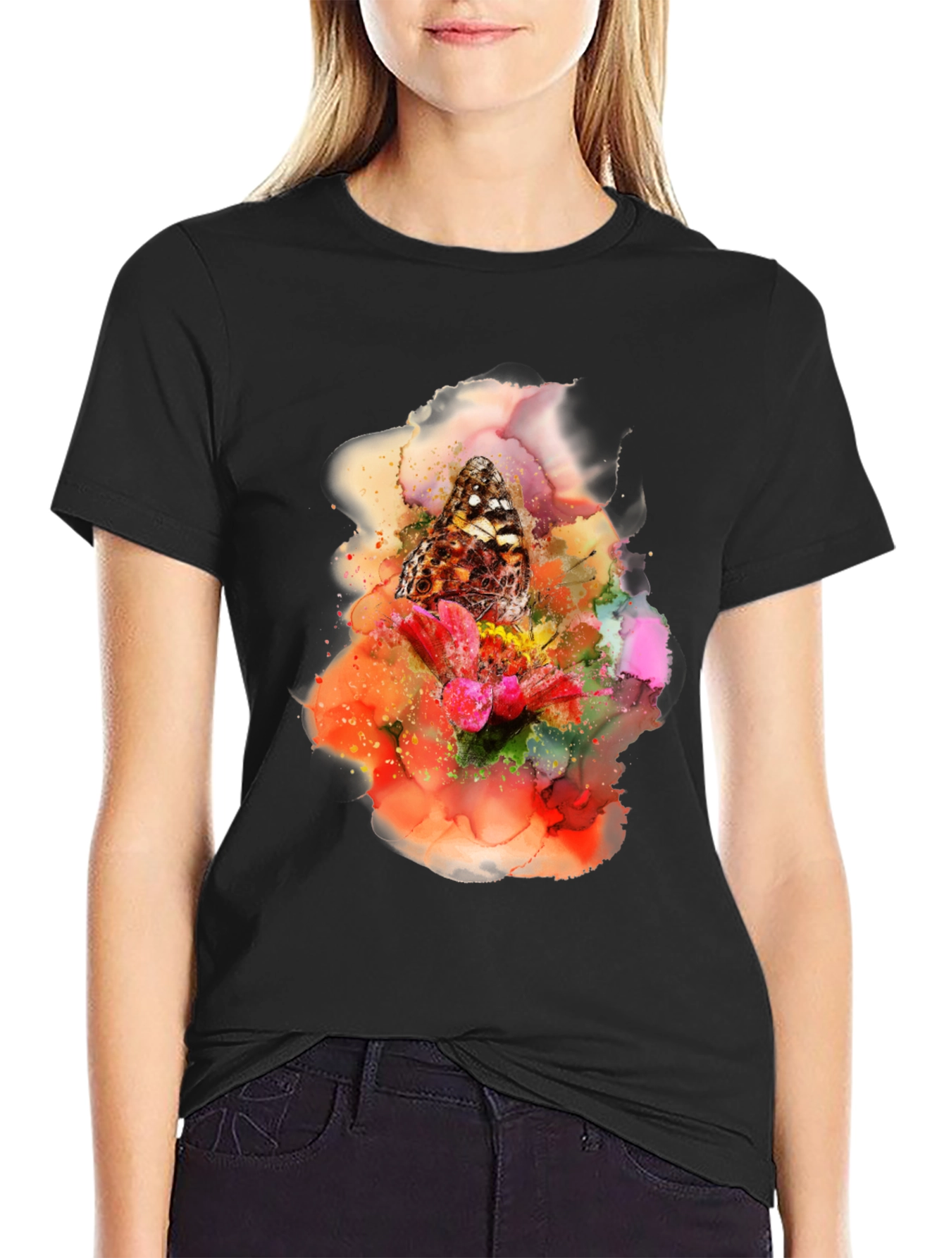 Butterfly Floral Art Graphic Tee