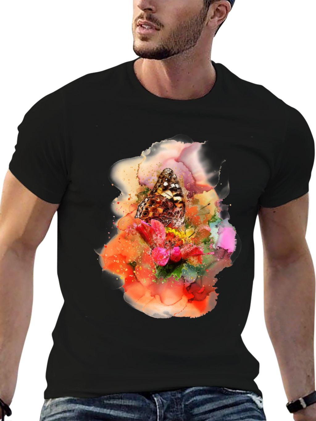 Butterfly Floral Art Graphic Tee