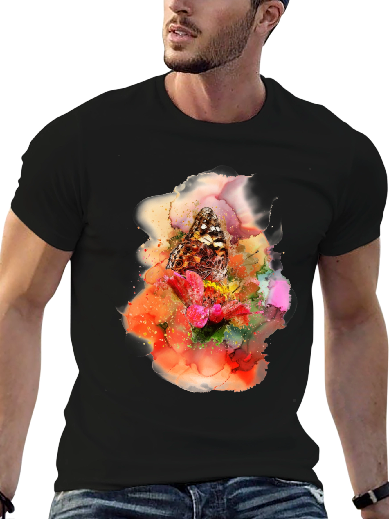 Butterfly Floral Art Graphic Tee