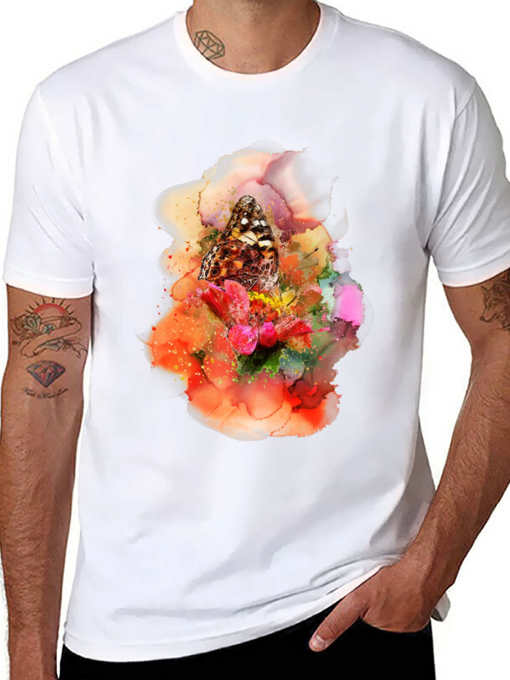 Butterfly Floral Art Graphic Tee