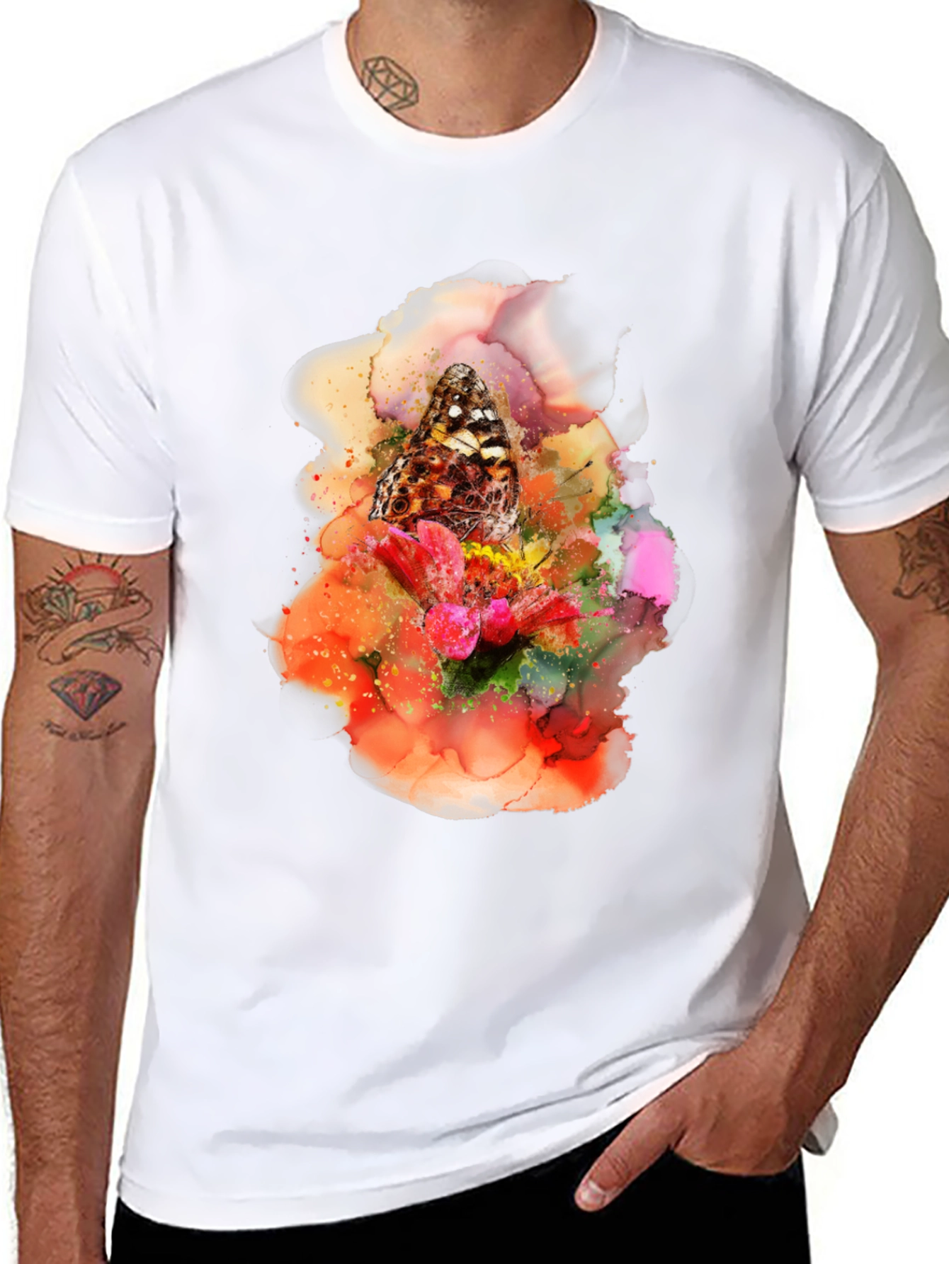 Butterfly Floral Art Graphic Tee