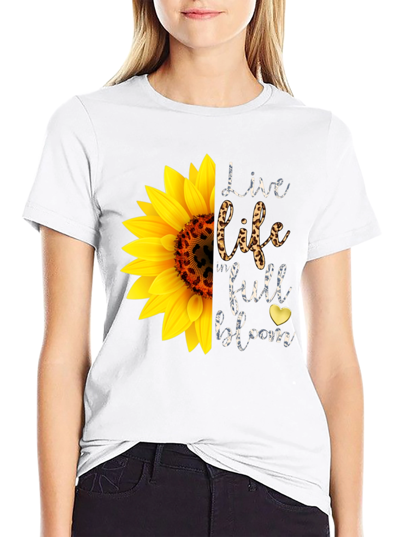 Sunflower Graphic Tee: Live Life in Full Bloom T-Shirt