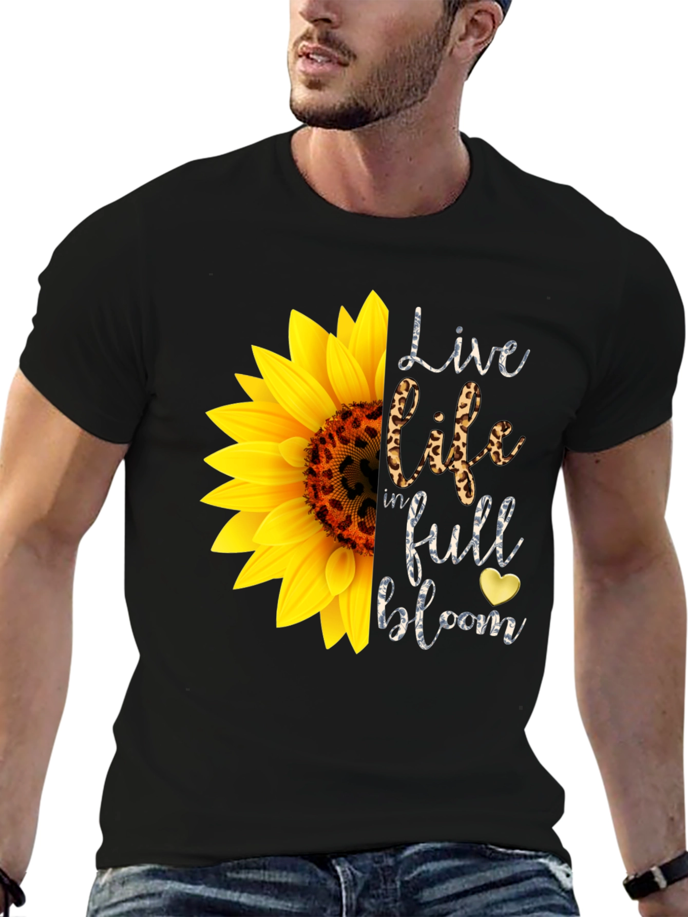 Sunflower Graphic Tee: Live Life in Full Bloom T-Shirt