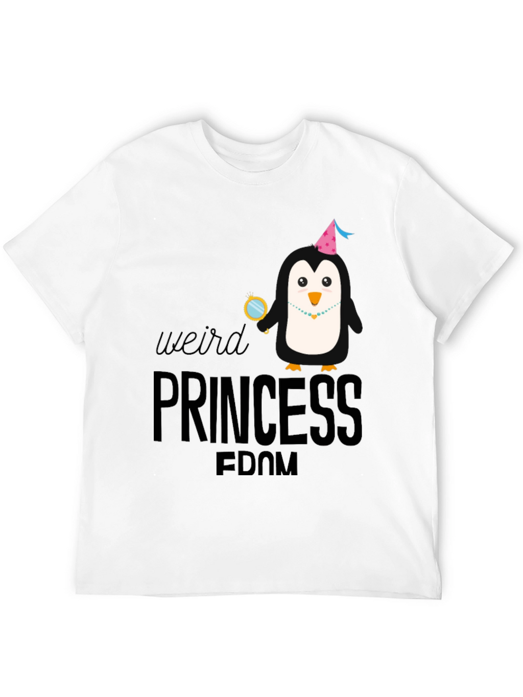 Weird Princess Penguin Black Graphic Tee Shirt