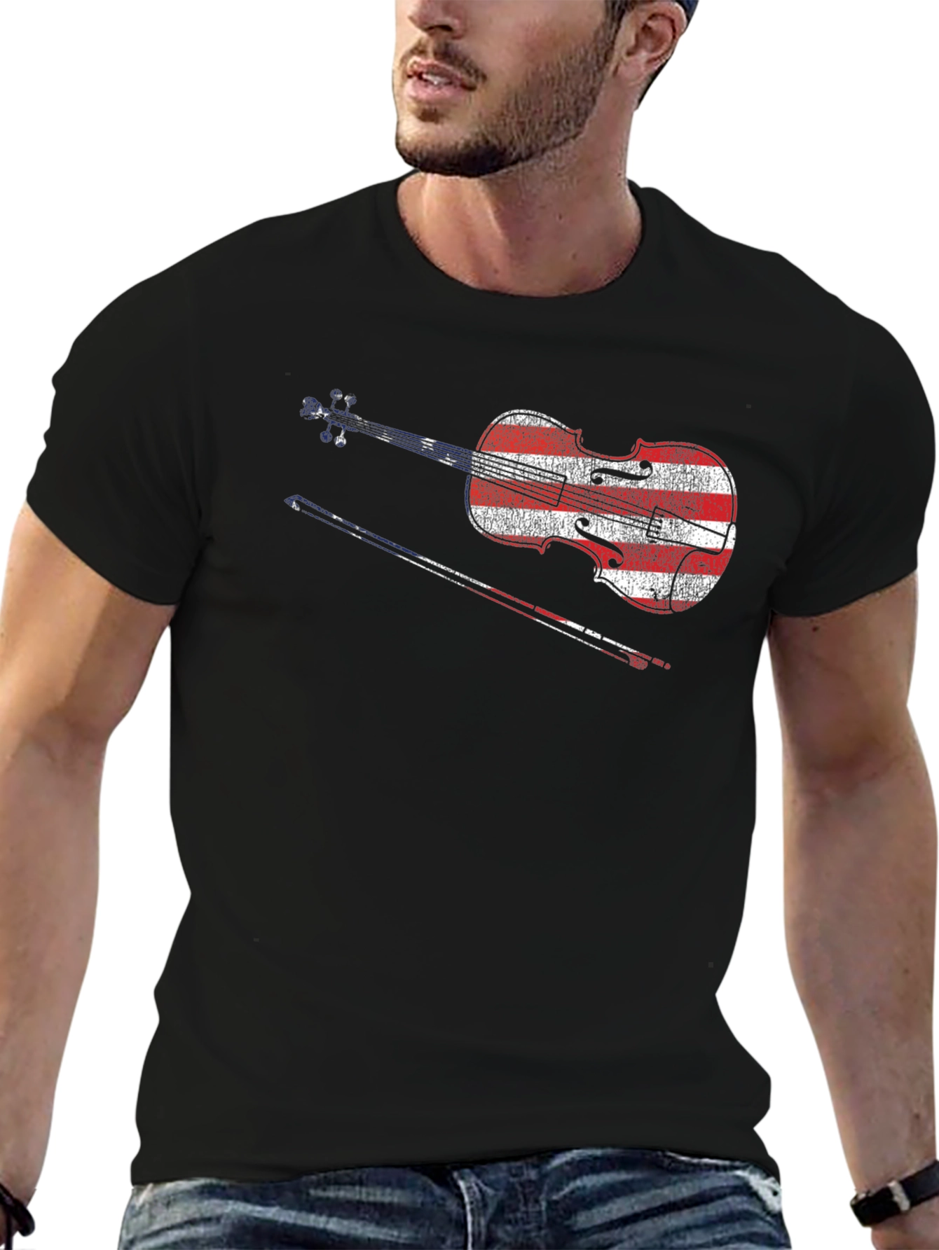 American Flag Violin T-Shirt