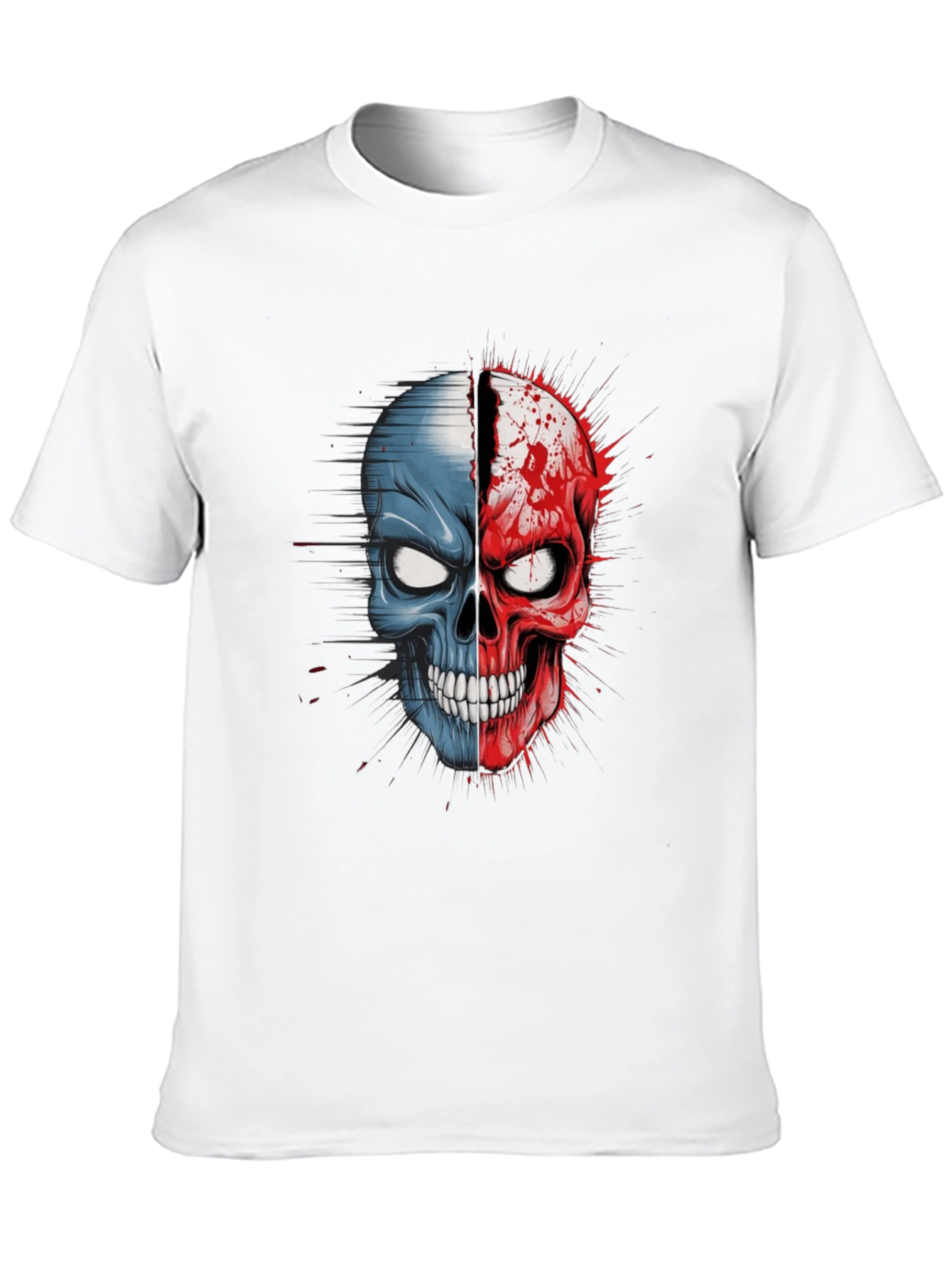 Dual Skull Graphic Tee - Bold and Edgy Design