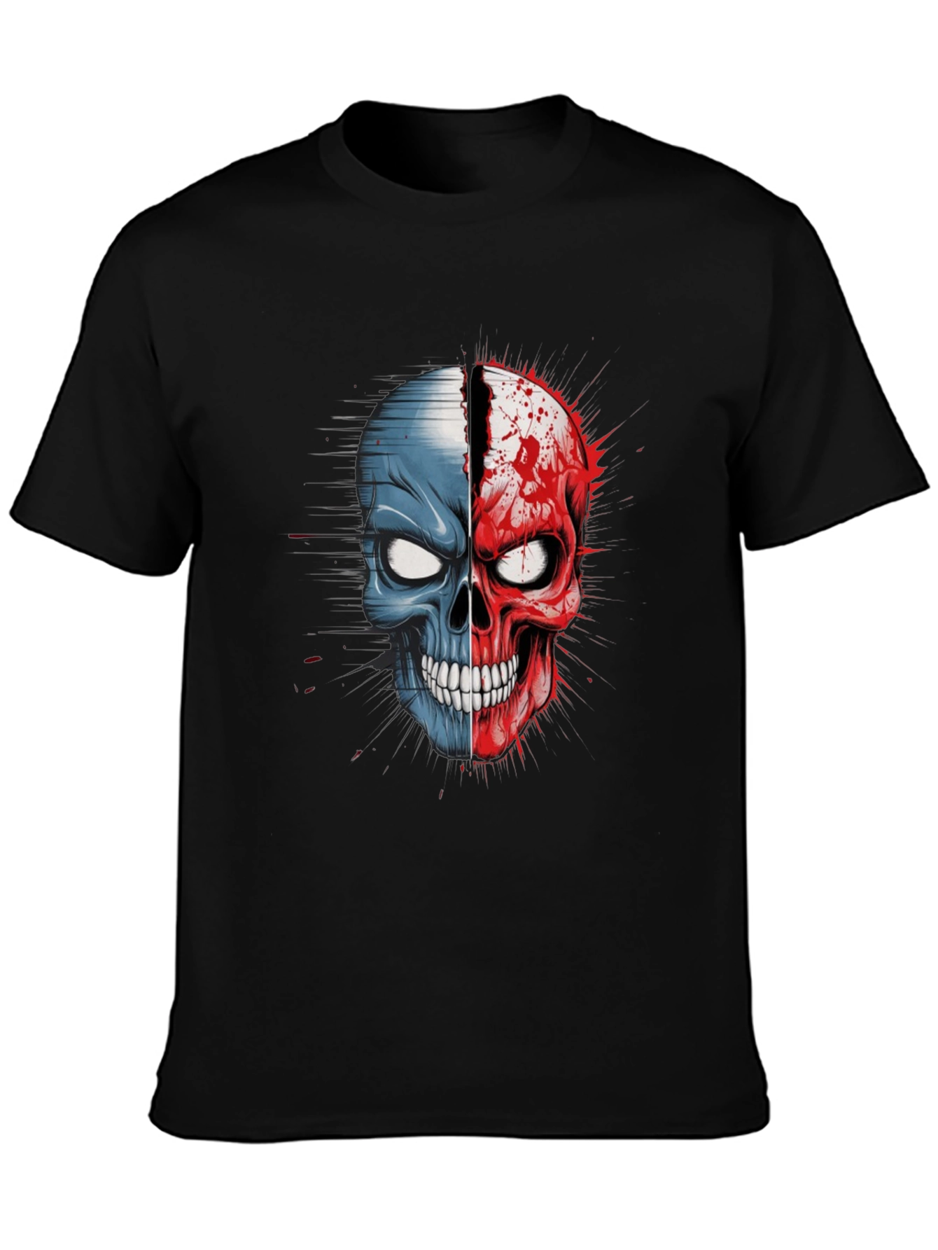 Dual Skull Graphic Tee - Bold and Edgy Design