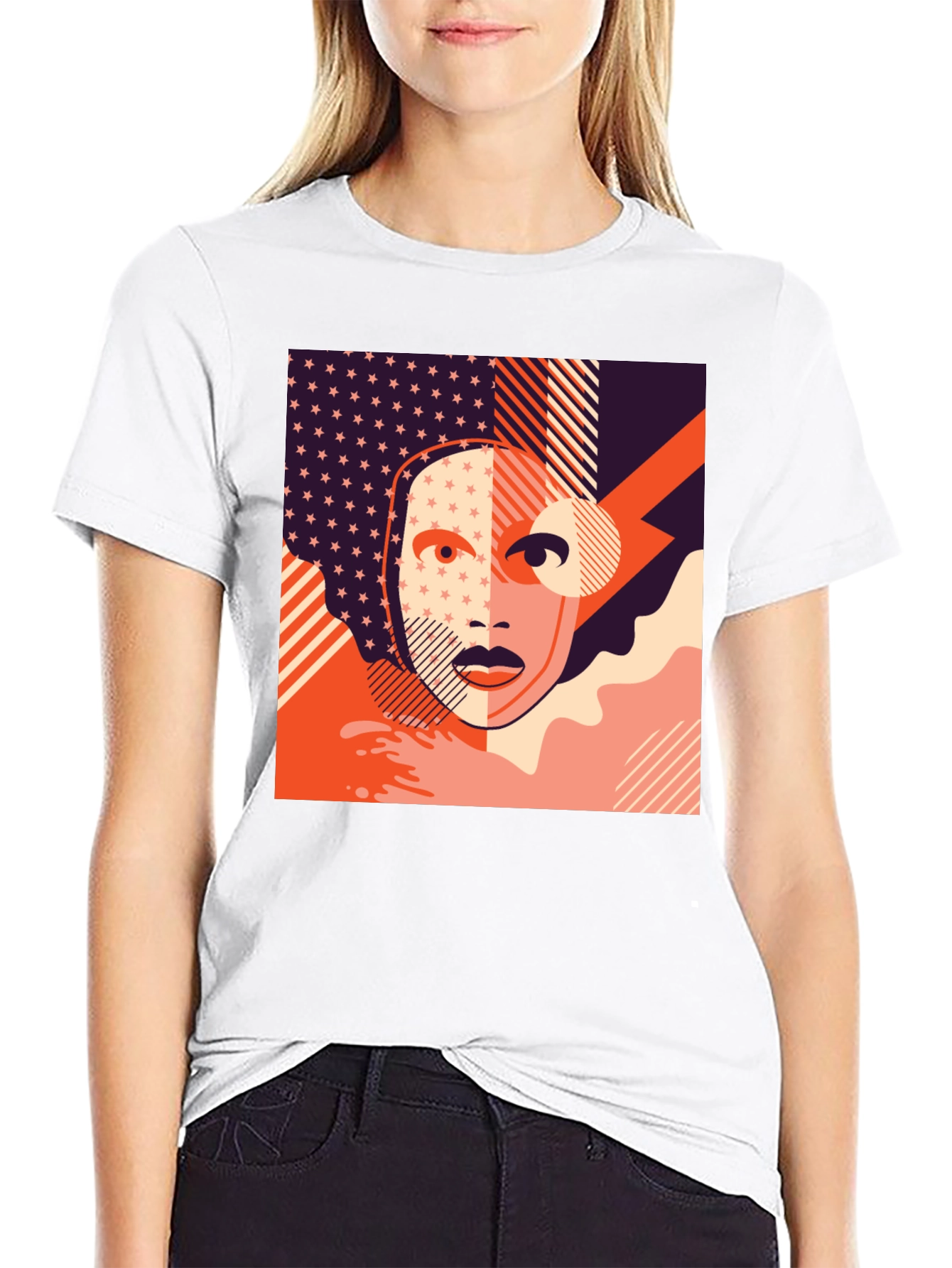 Abstract Face Graphic Tee - Modern Art T-Shirt
