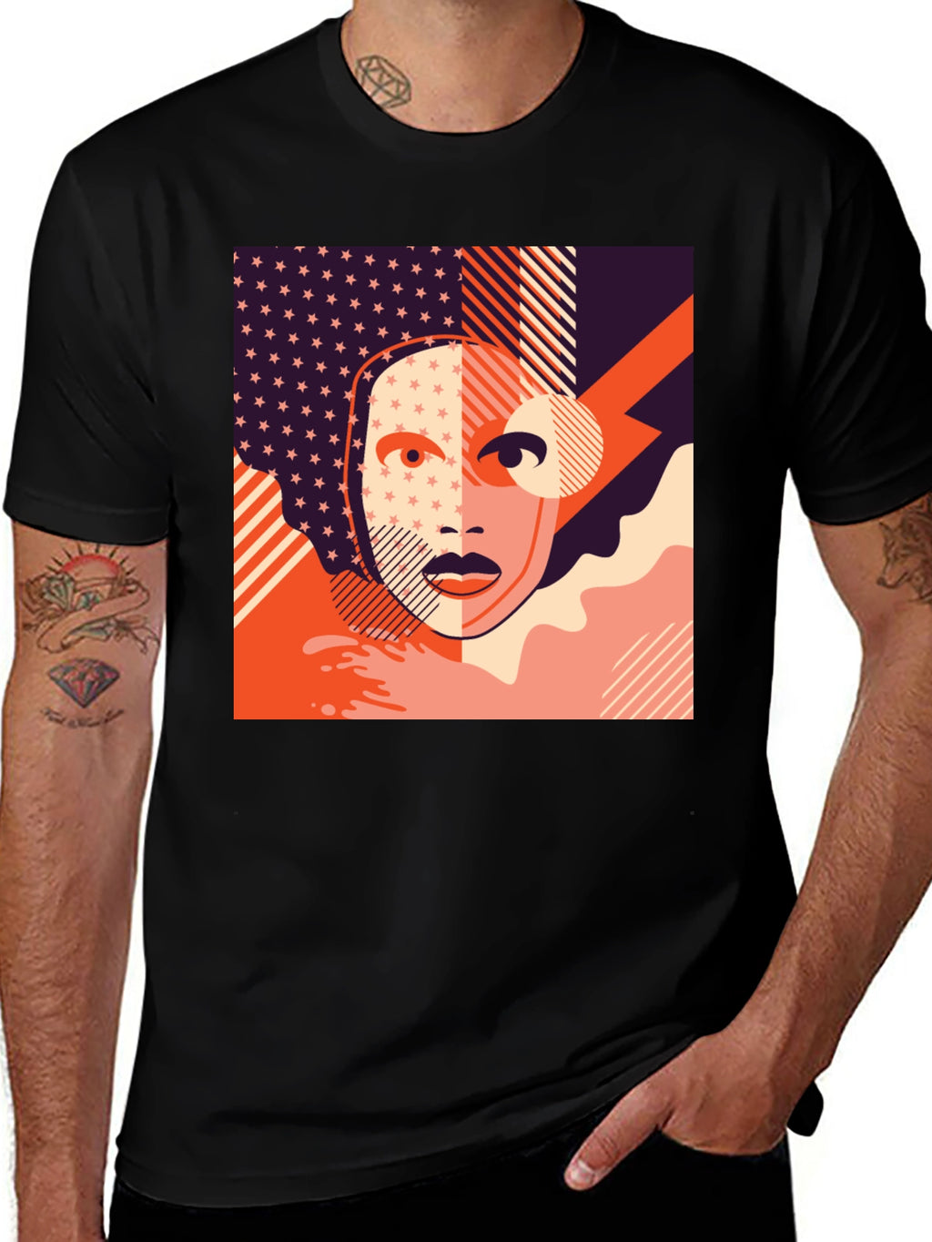 Abstract Face Graphic Tee - Modern Art T-Shirt