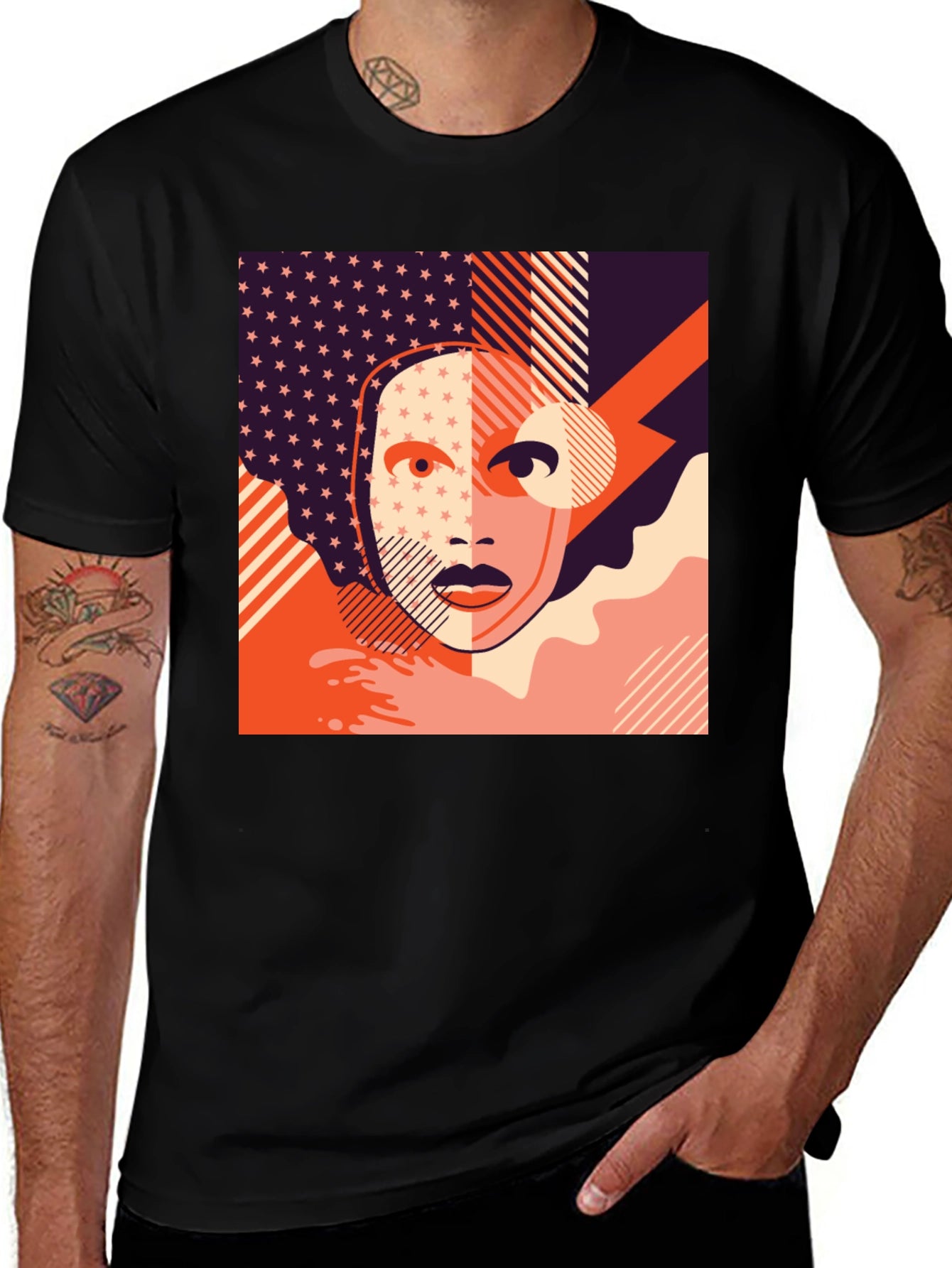 Abstract Face Graphic Tee - Modern Art T-Shirt