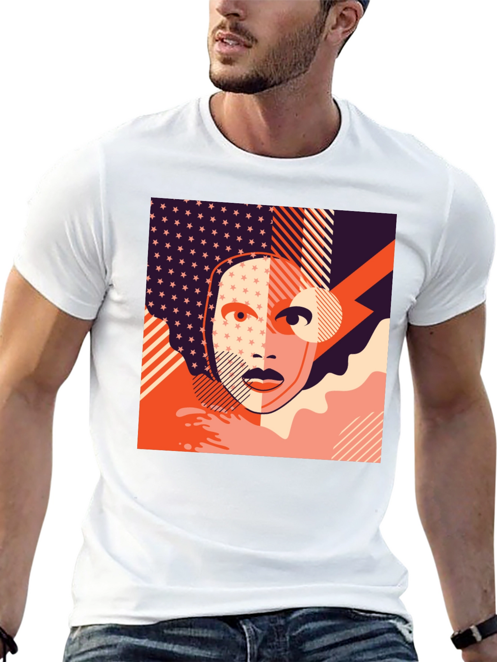 Abstract Face Graphic Tee - Modern Art T-Shirt