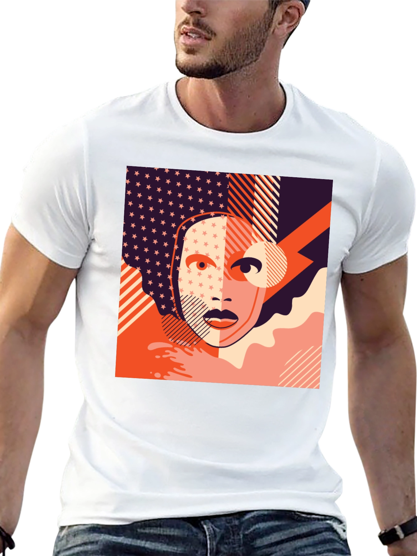 Abstract Face Graphic Tee - Modern Art T-Shirt