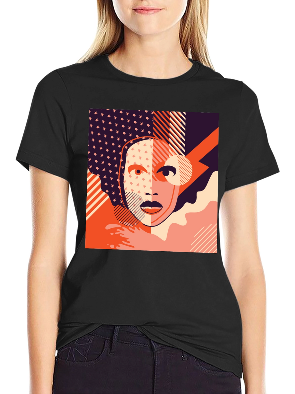 Abstract Face Graphic Tee - Modern Art T-Shirt