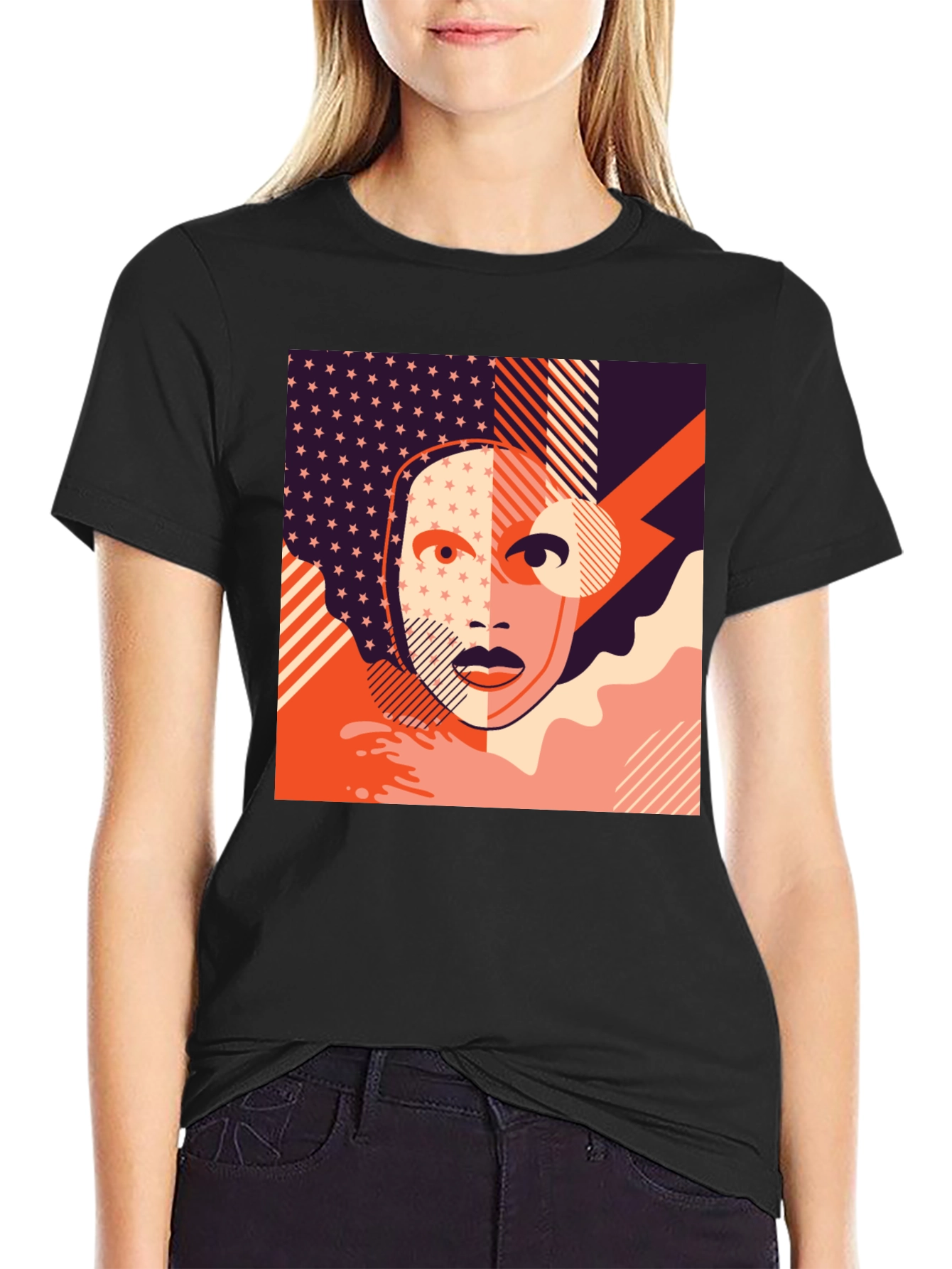 Abstract Face Graphic Tee - Modern Art T-Shirt