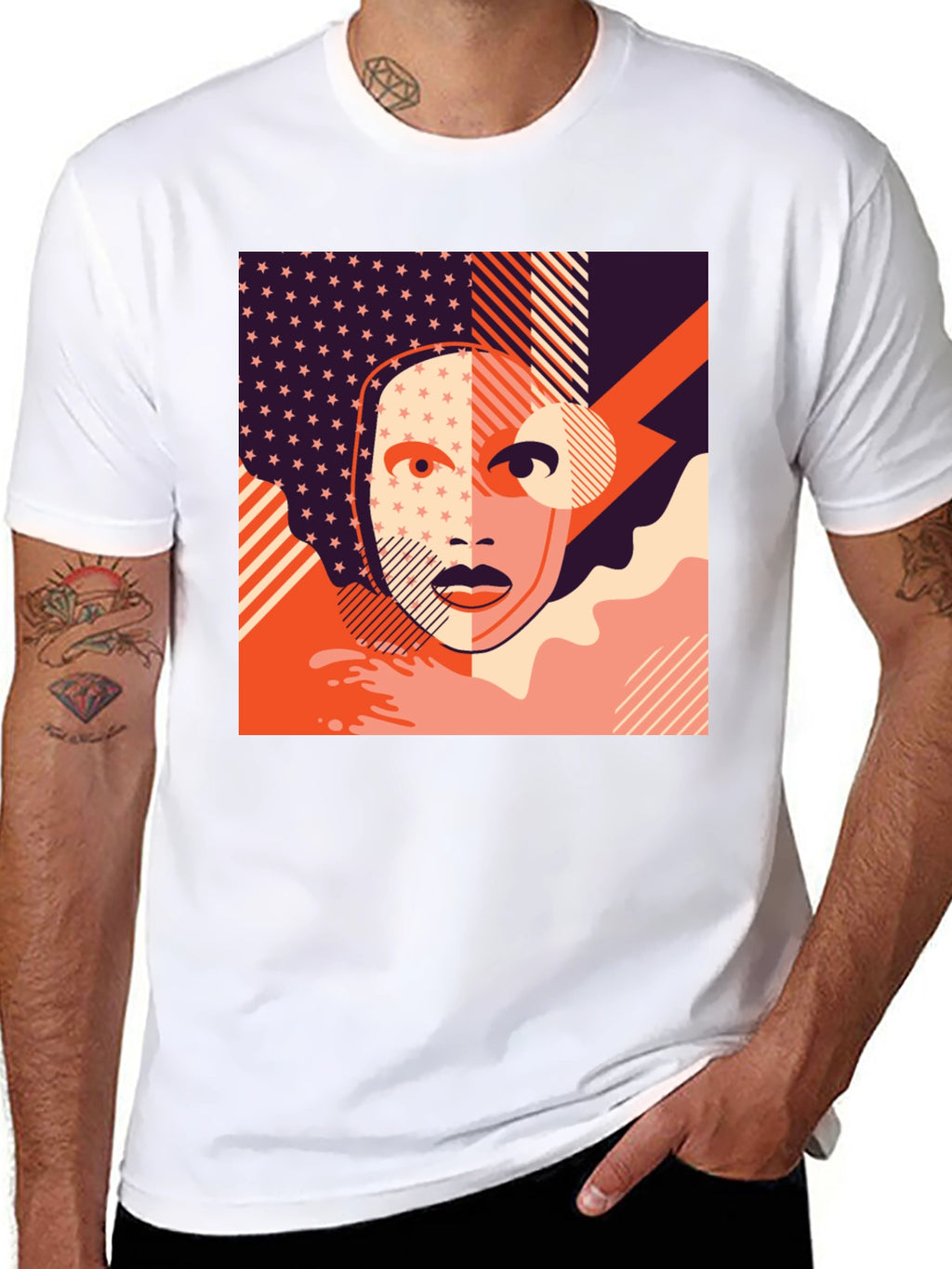 Abstract Face Graphic Tee - Modern Art T-Shirt