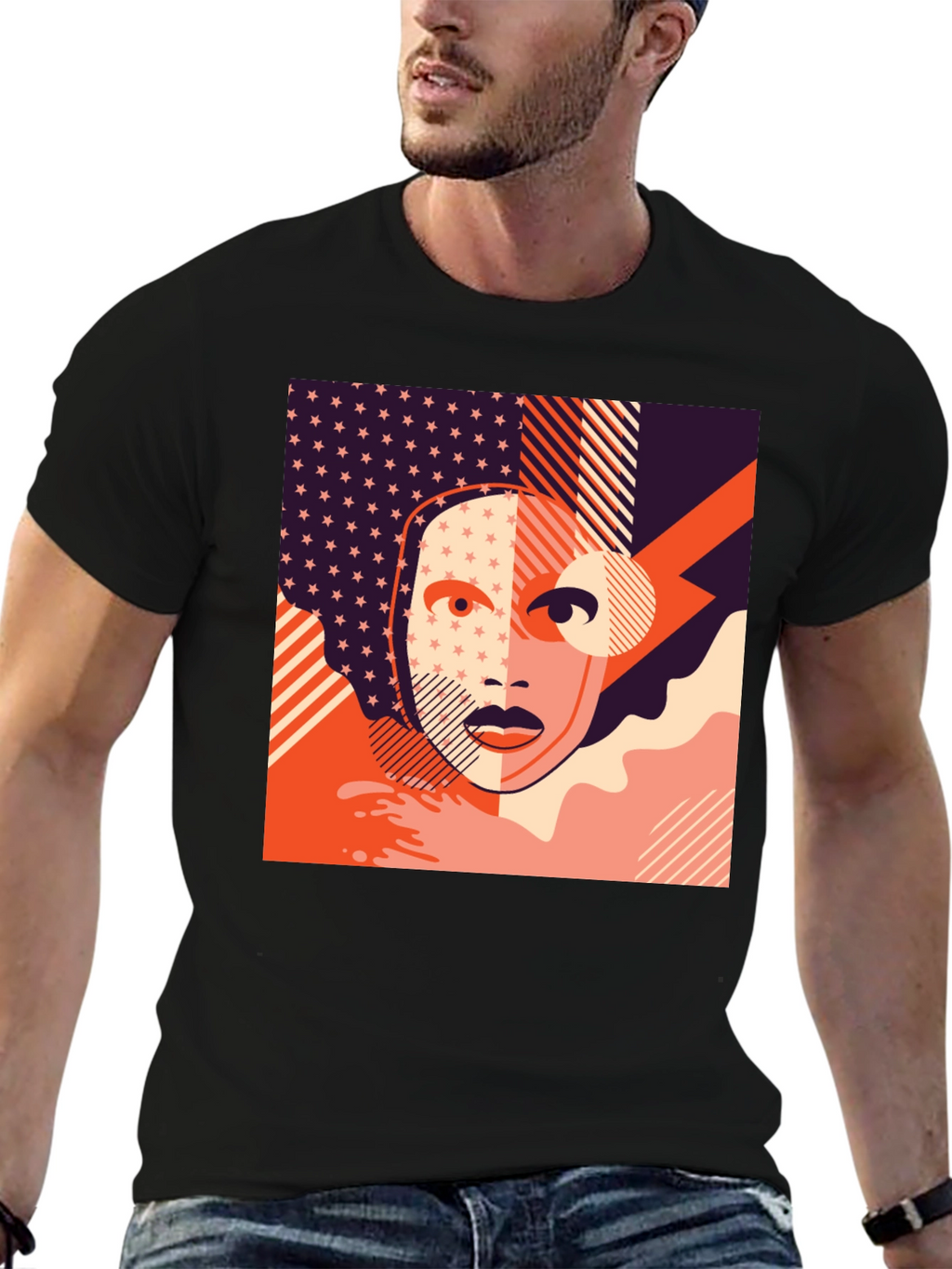 Abstract Face Graphic Tee - Modern Art T-Shirt