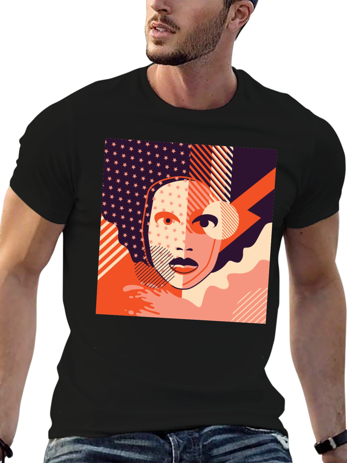 Abstract Face Graphic Tee - Modern Art T-Shirt