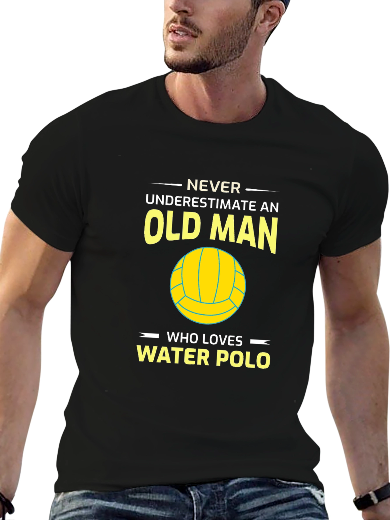 Never Underestimate Water Polo Old Man T-Shirt