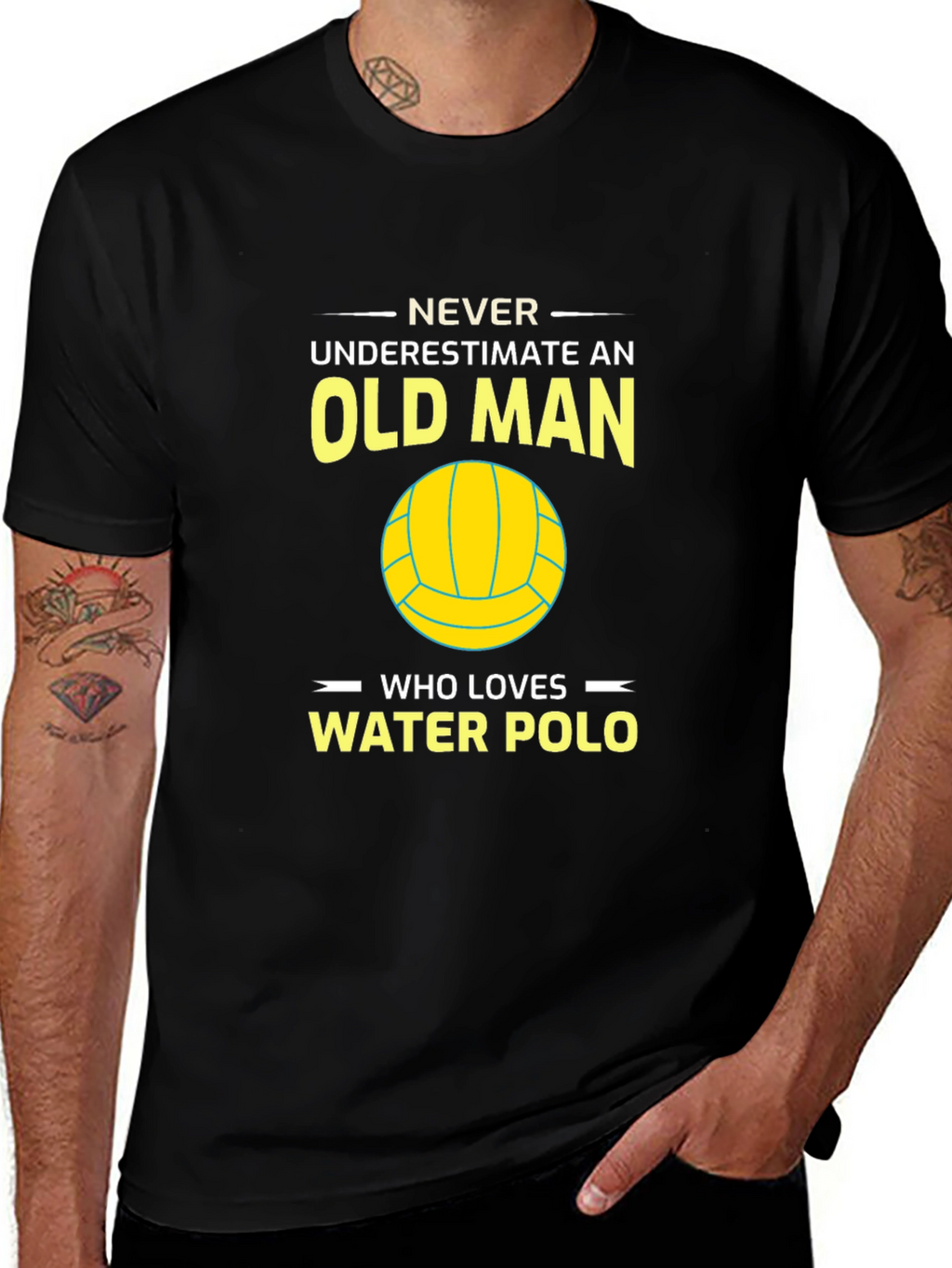 Never Underestimate Water Polo Old Man T-Shirt