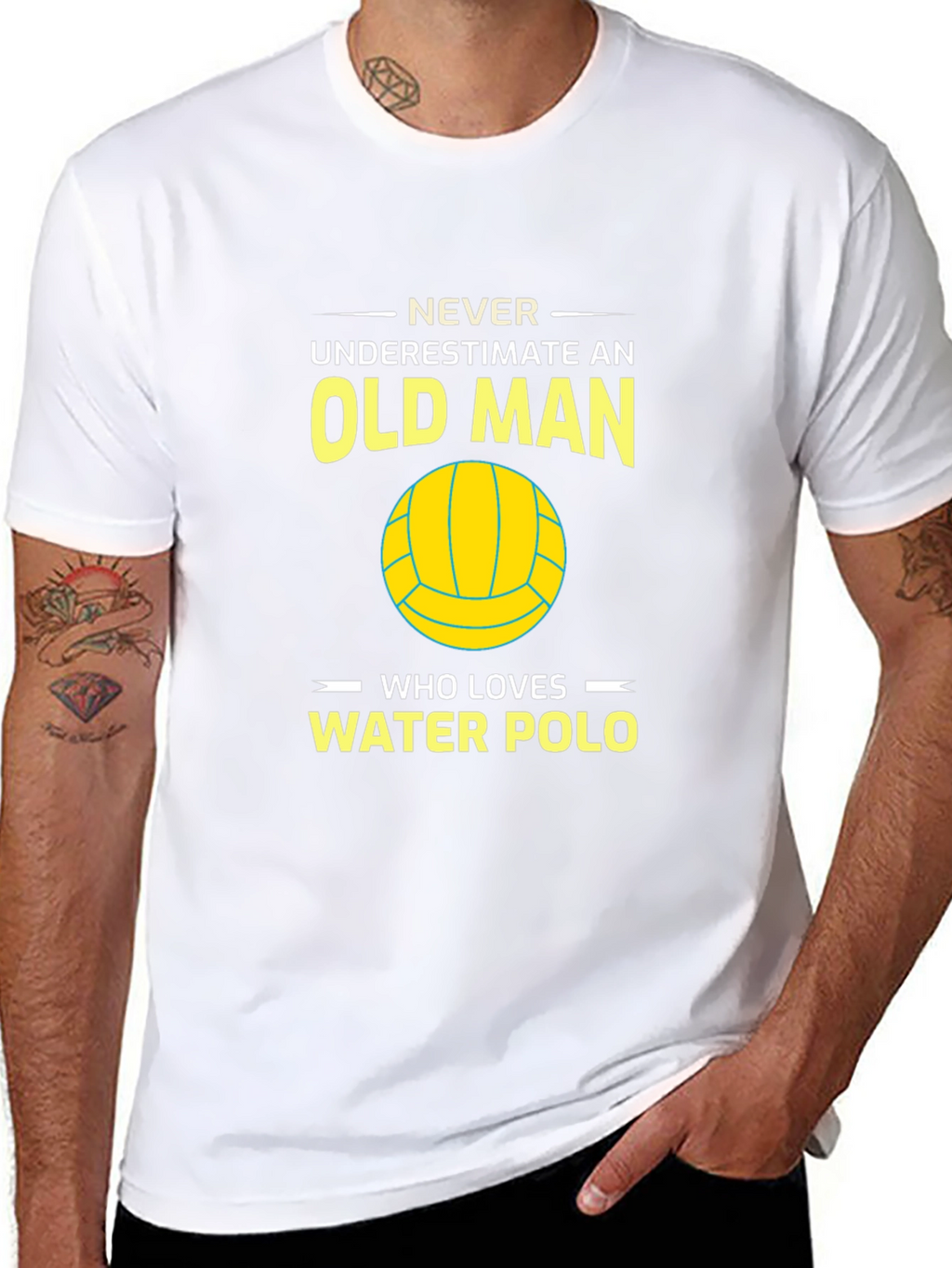 Never Underestimate Water Polo Old Man T-Shirt