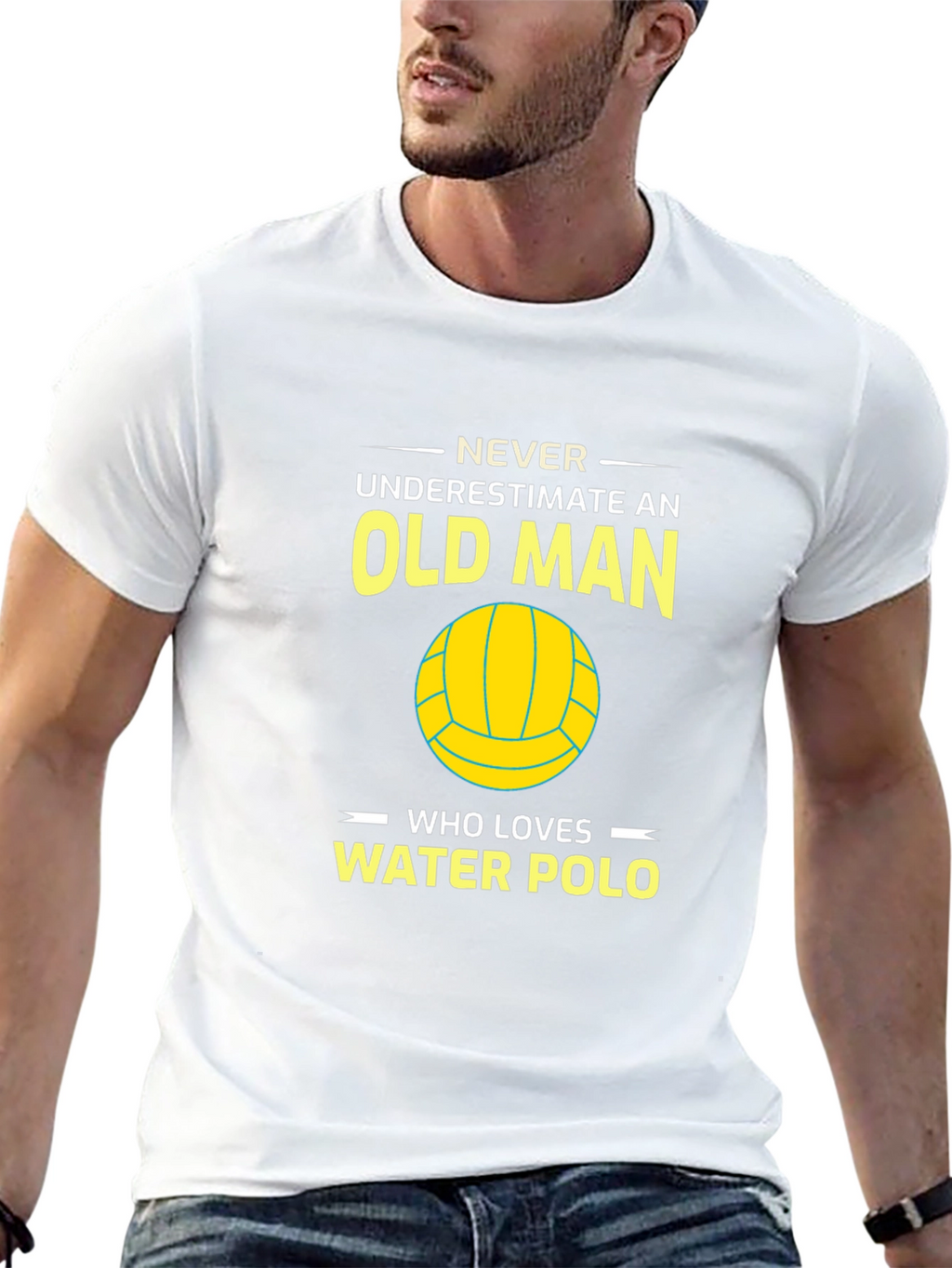 Never Underestimate Water Polo Old Man T-Shirt