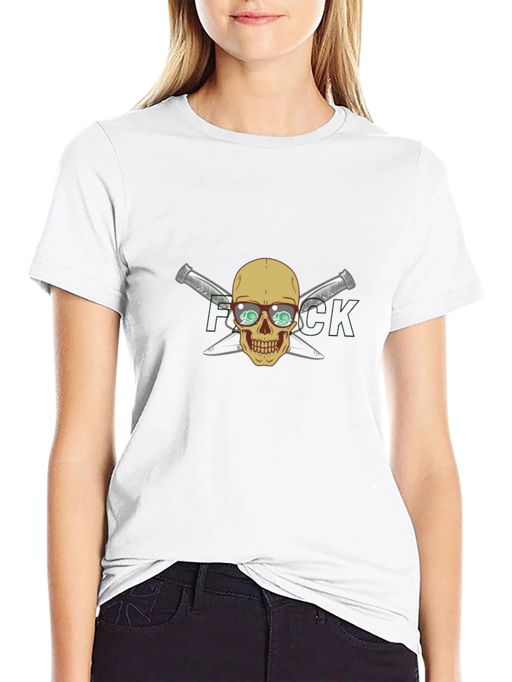 Skull & Crossed Knives Graphic T-Shirt