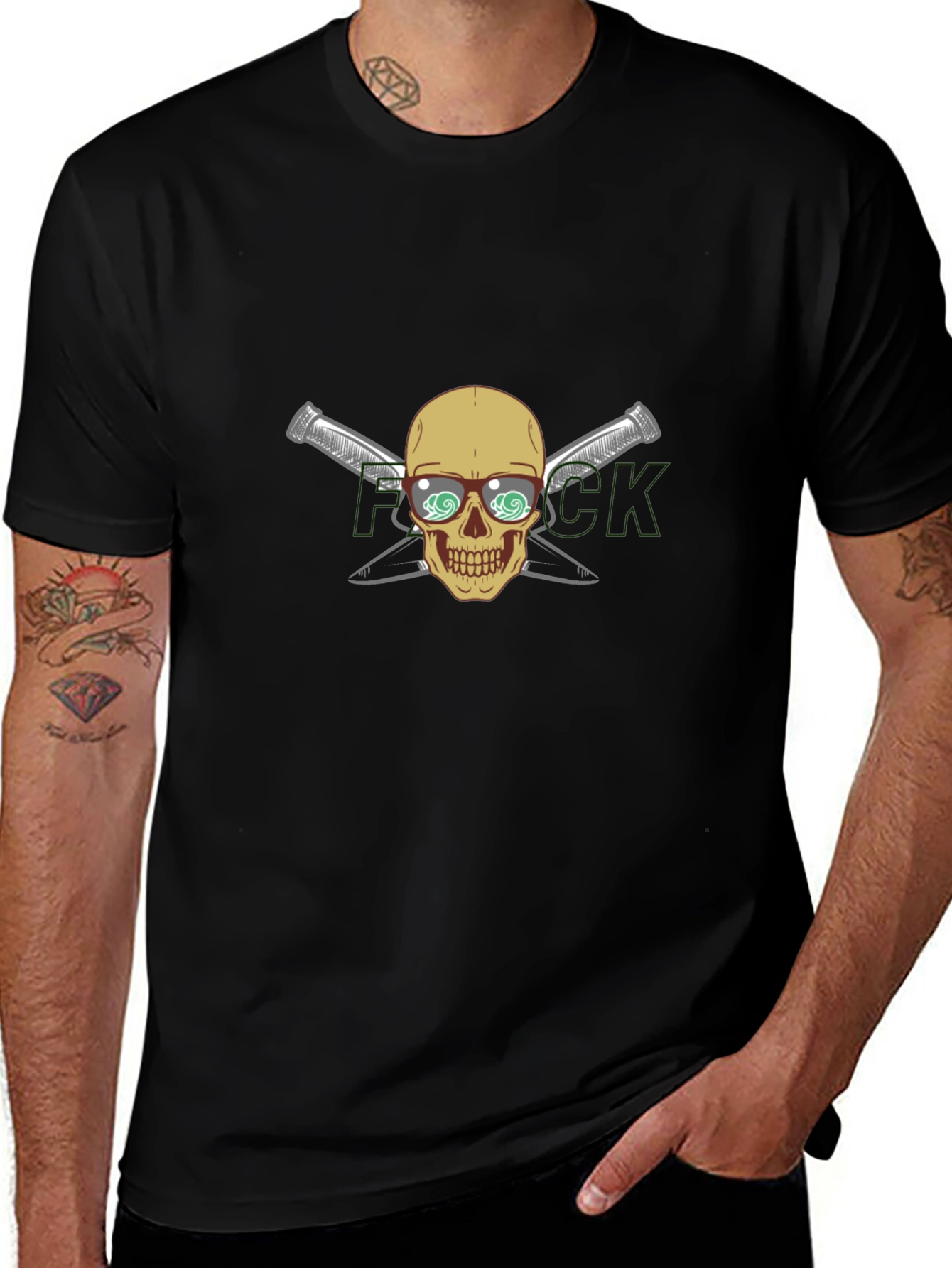 Skull & Crossed Knives Graphic T-Shirt