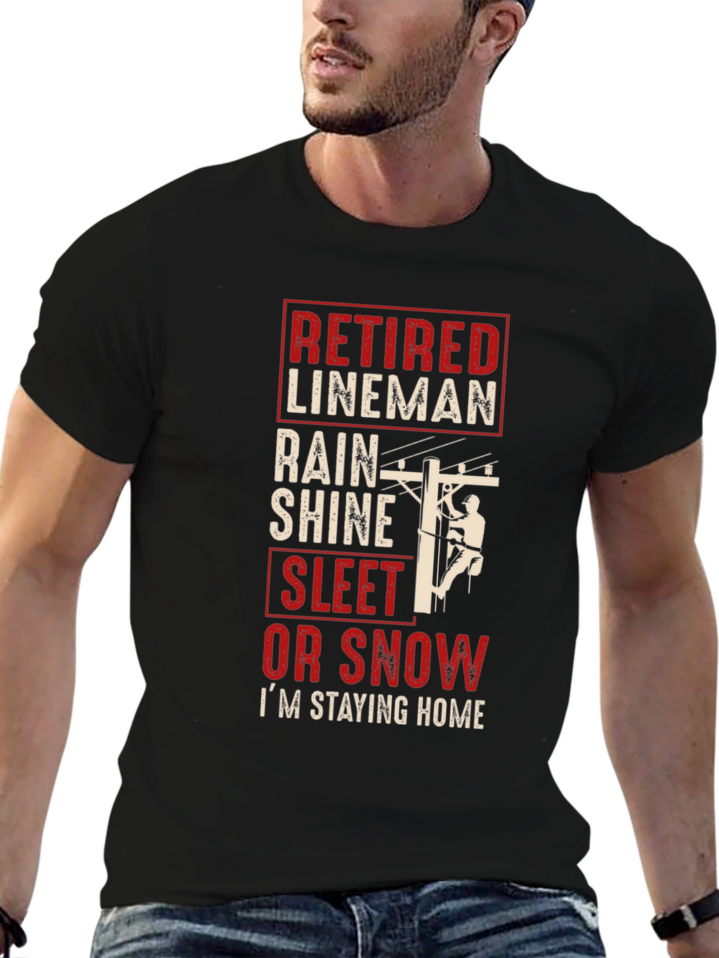 Retired Lineman T-Shirt - Stay Home!
