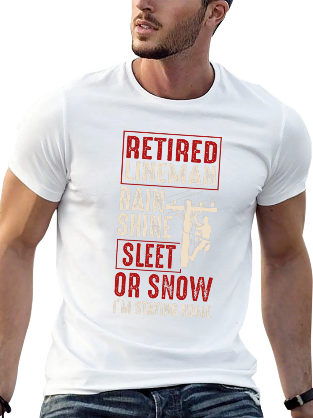 Retired Lineman T-Shirt - Stay Home!