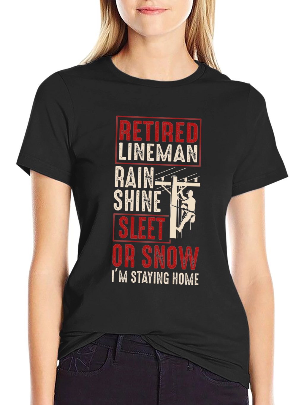 Retired Lineman T-Shirt - Stay Home!