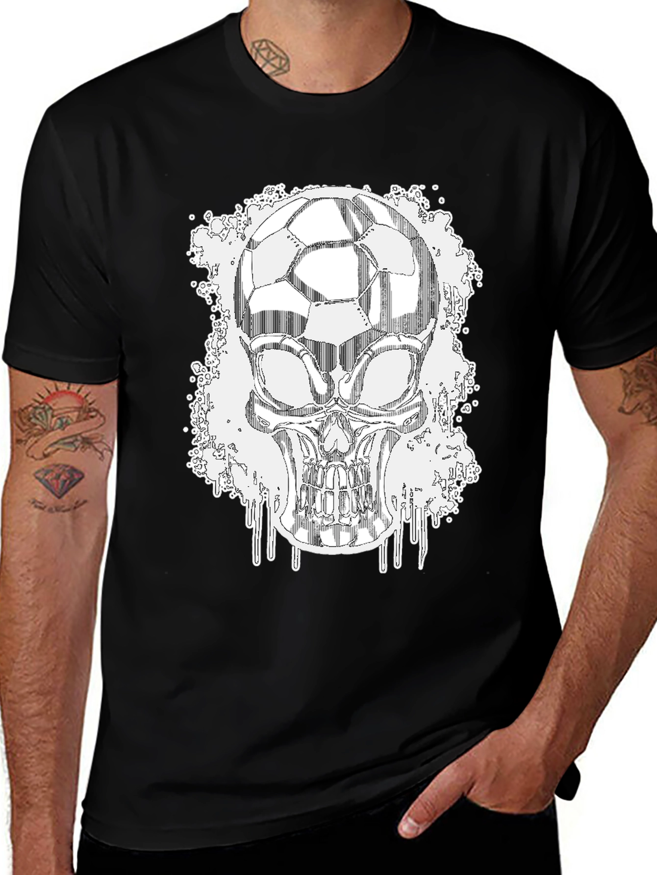 Soccer Skull Graphic Tee - Black Short Sleeve