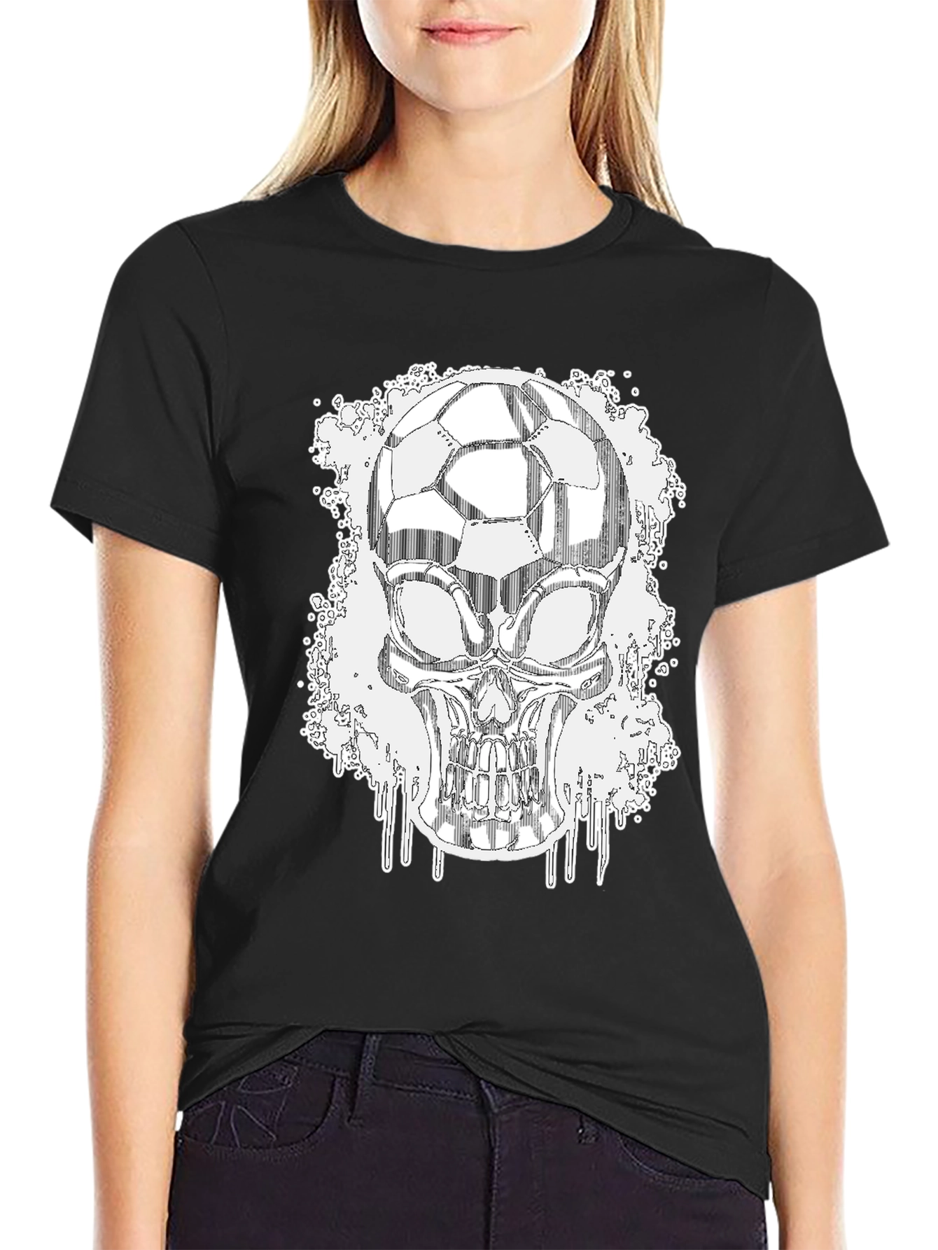 Soccer Skull Graphic Tee - Black Short Sleeve