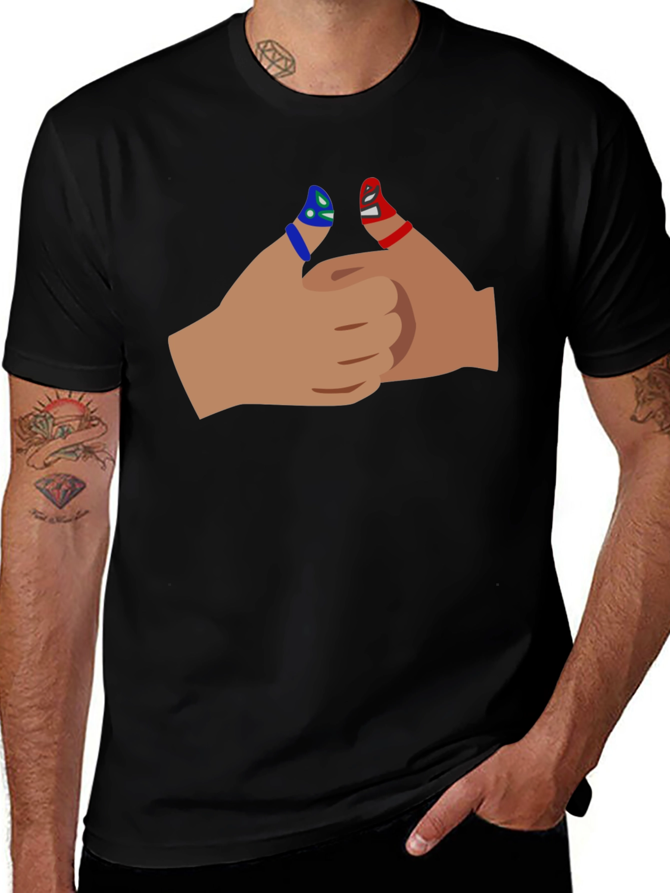 Thumbs Up Graphic Tee - Black