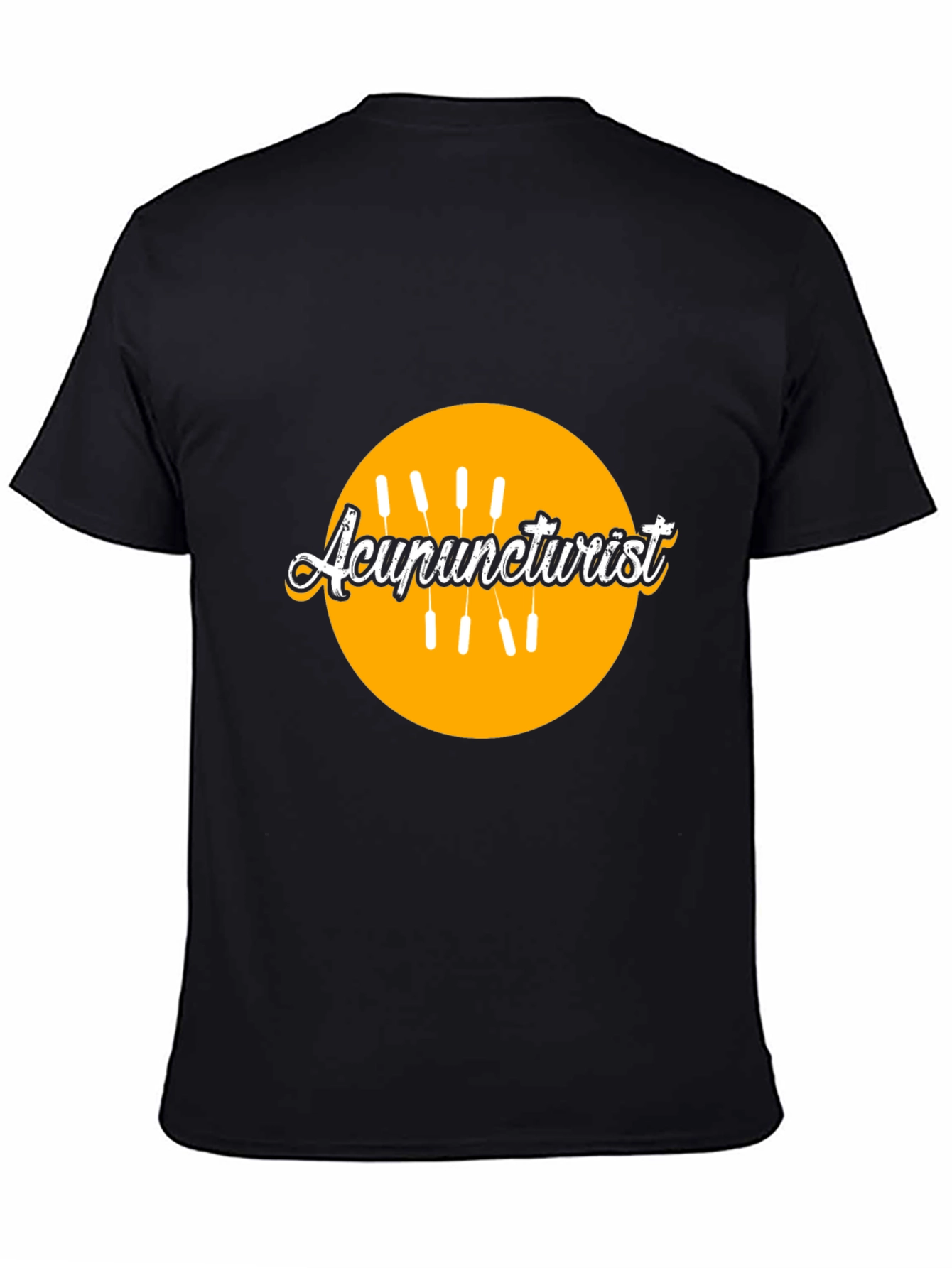 Acupuncturist Black T-Shirt with Graphic Design