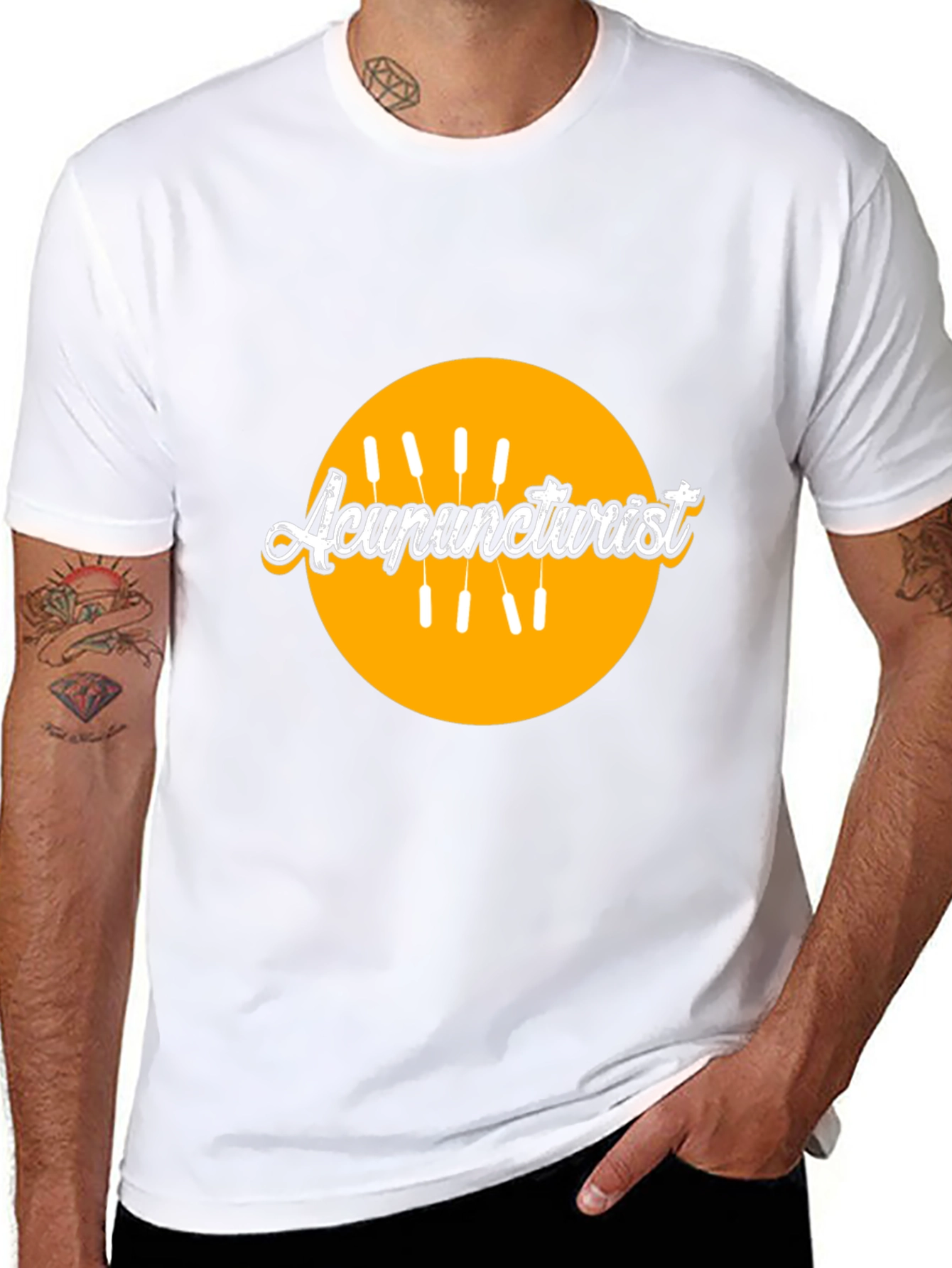 Acupuncturist Black T-Shirt with Graphic Design