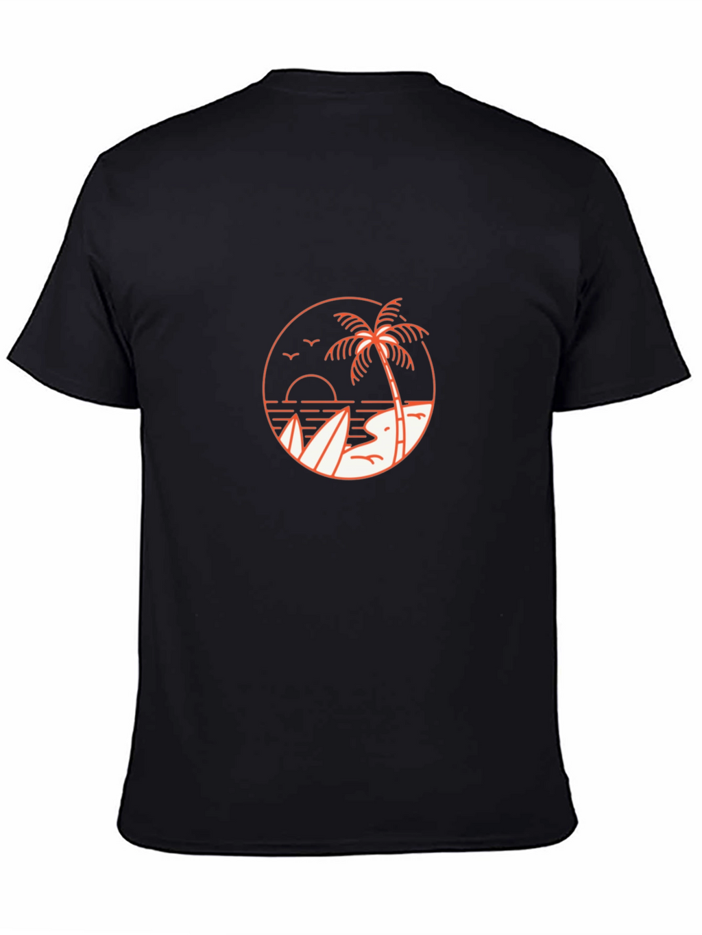 Mens Black T-Shirt with Beach Graphic