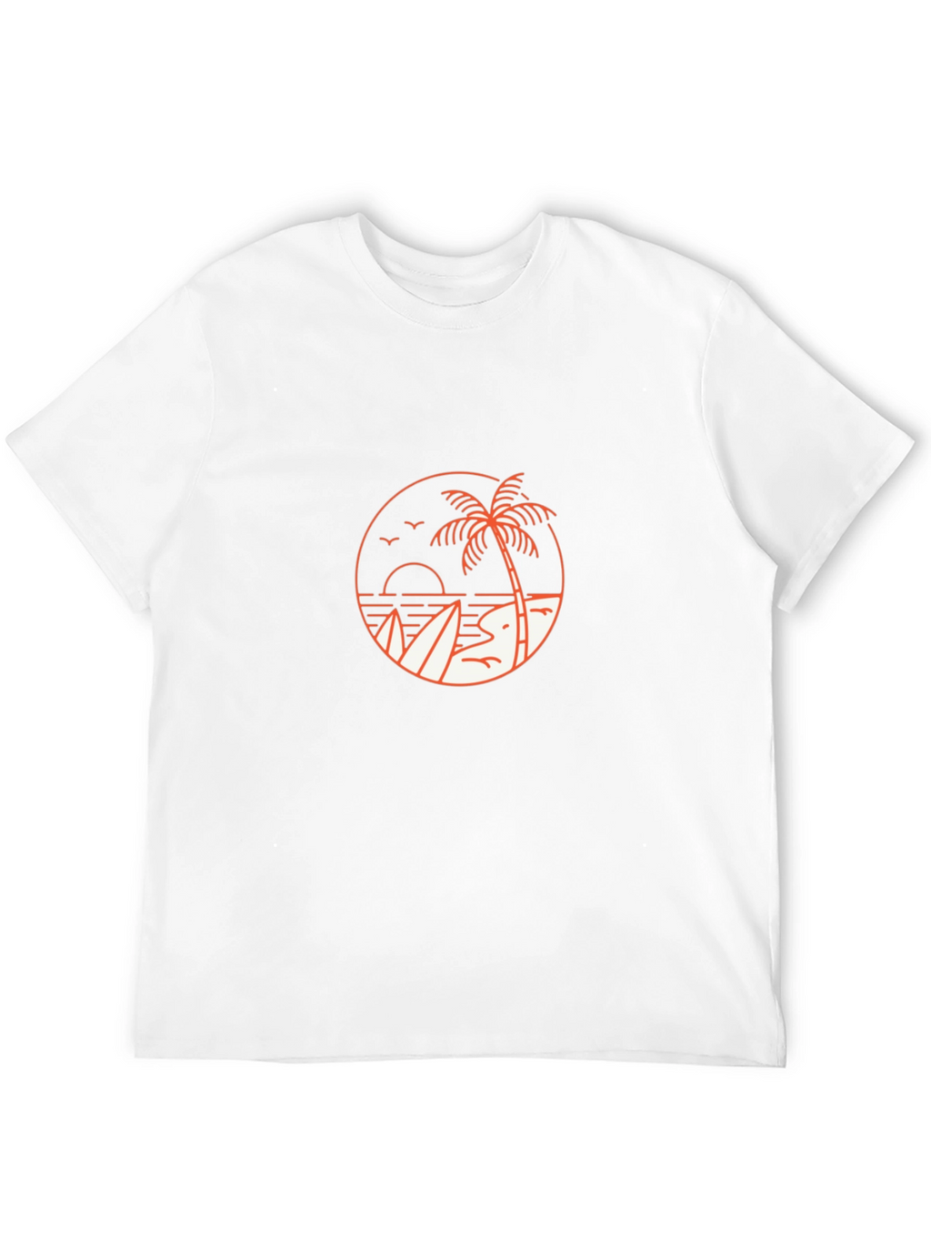 Mens Black T-Shirt with Beach Graphic