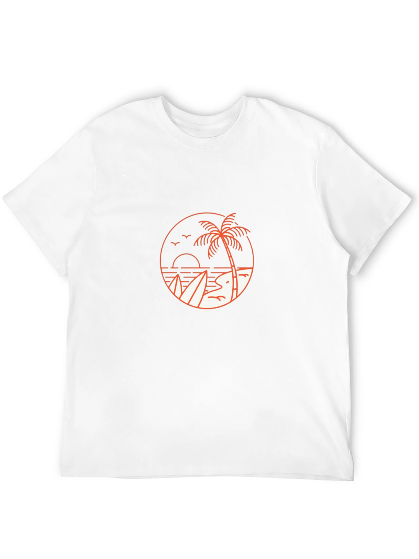 Mens Black T-Shirt with Beach Graphic
