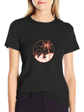 Mens Black T-Shirt with Beach Graphic
