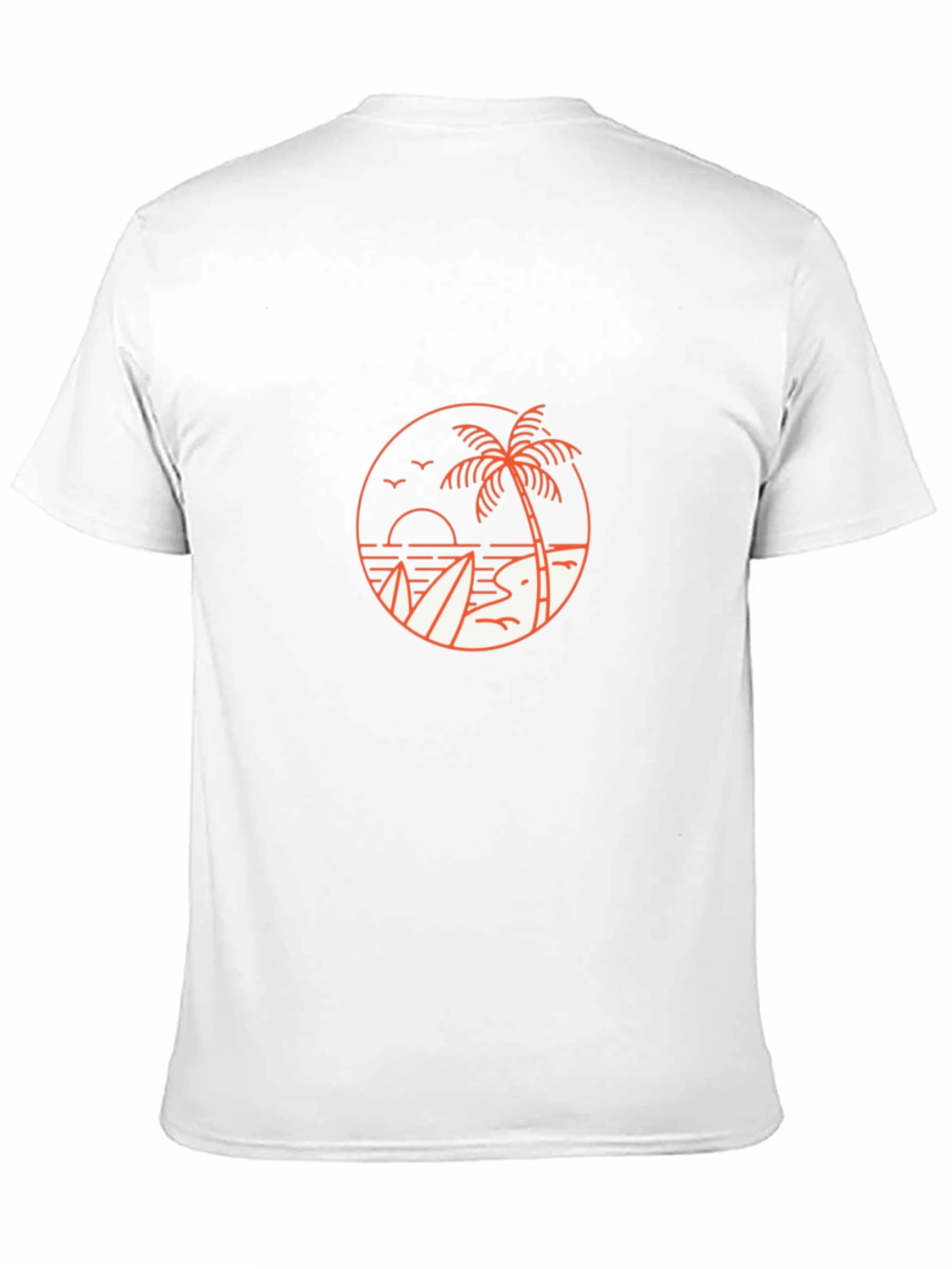 Mens Black T-Shirt with Beach Graphic