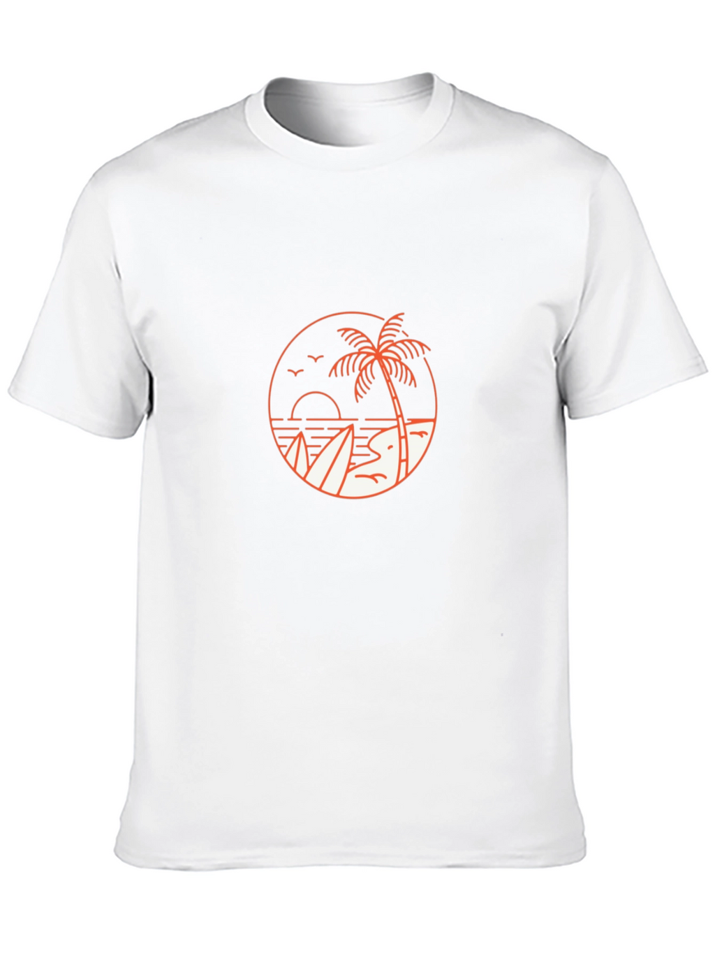 Mens Black T-Shirt with Beach Graphic