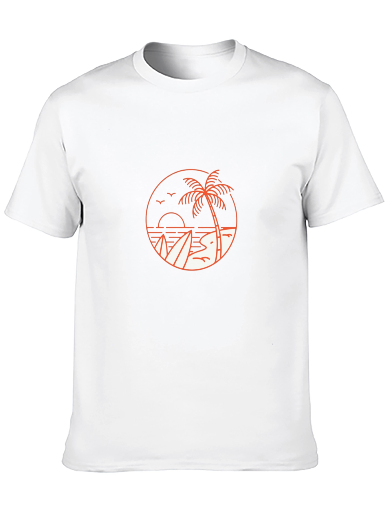Mens Black T-Shirt with Beach Graphic