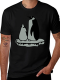 Penguin Family Graphic T-Shirt - Black