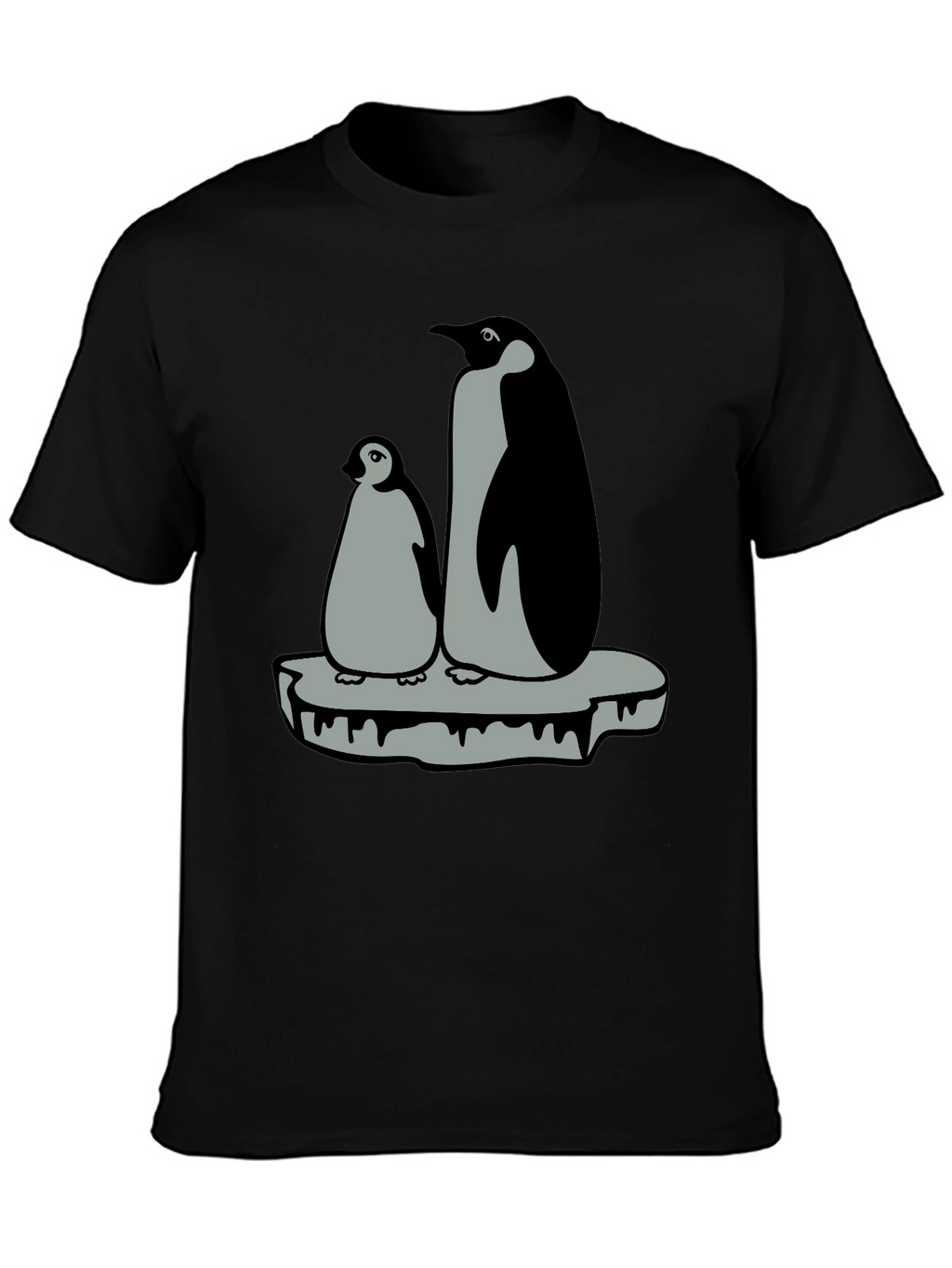 Penguin Family Graphic T-Shirt - Black